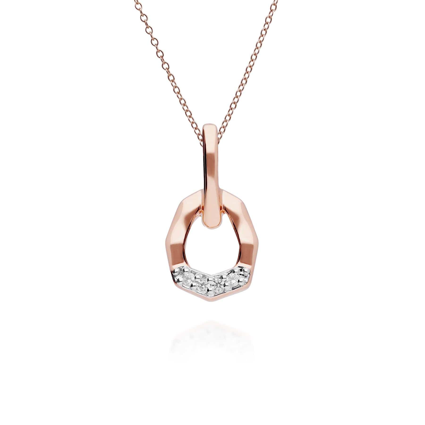 191P0737019 Diamond Pave Asymmetrical Pendant in 9ct Rose Gold 1