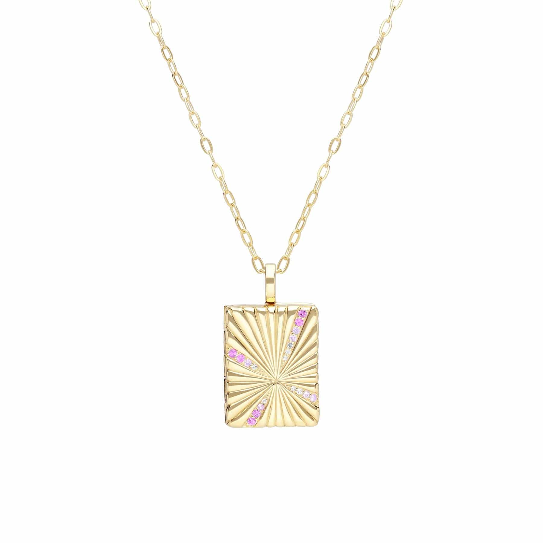 270N038101925 Bona Fide White Topaz & Pink Sapphire Locket In Yellow Gold Plated Silver 1