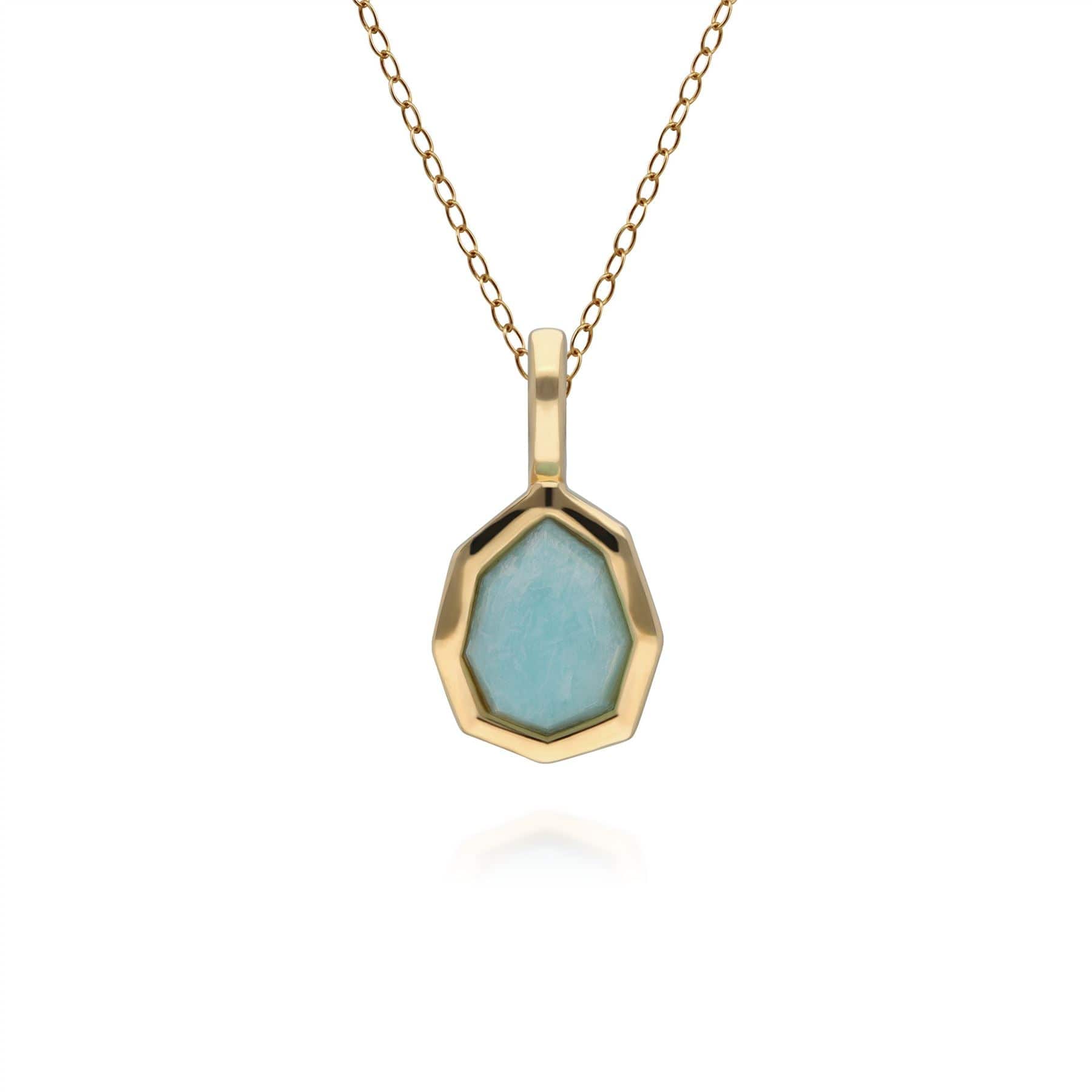 270P017601925 Irregular B Gem Blue Peru Amazonite Pendant Necklace In Yellow Gold Plated Silver 1
