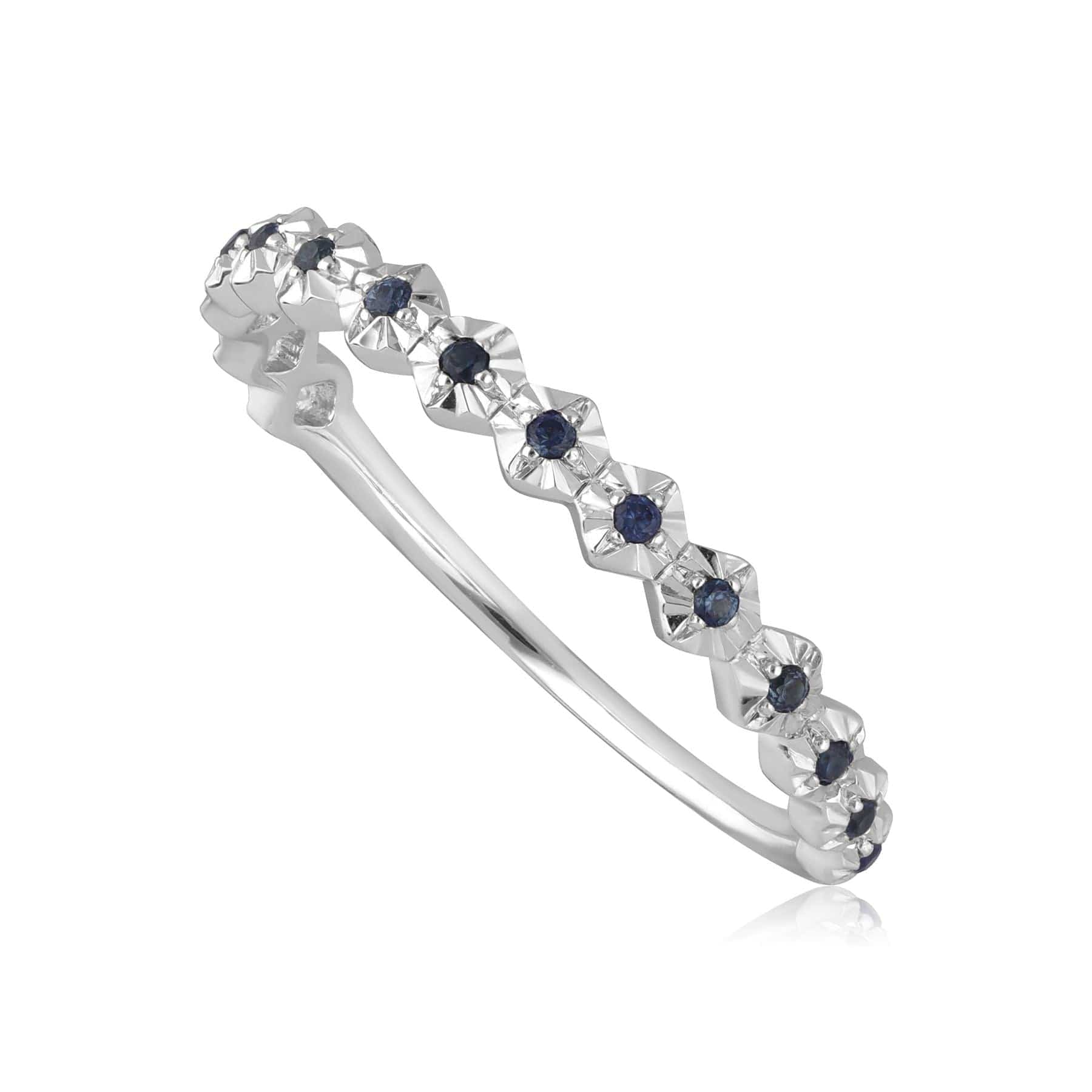 162R0405019 Half Eternity Sapphire Band Ring In 9ct White Gold 1