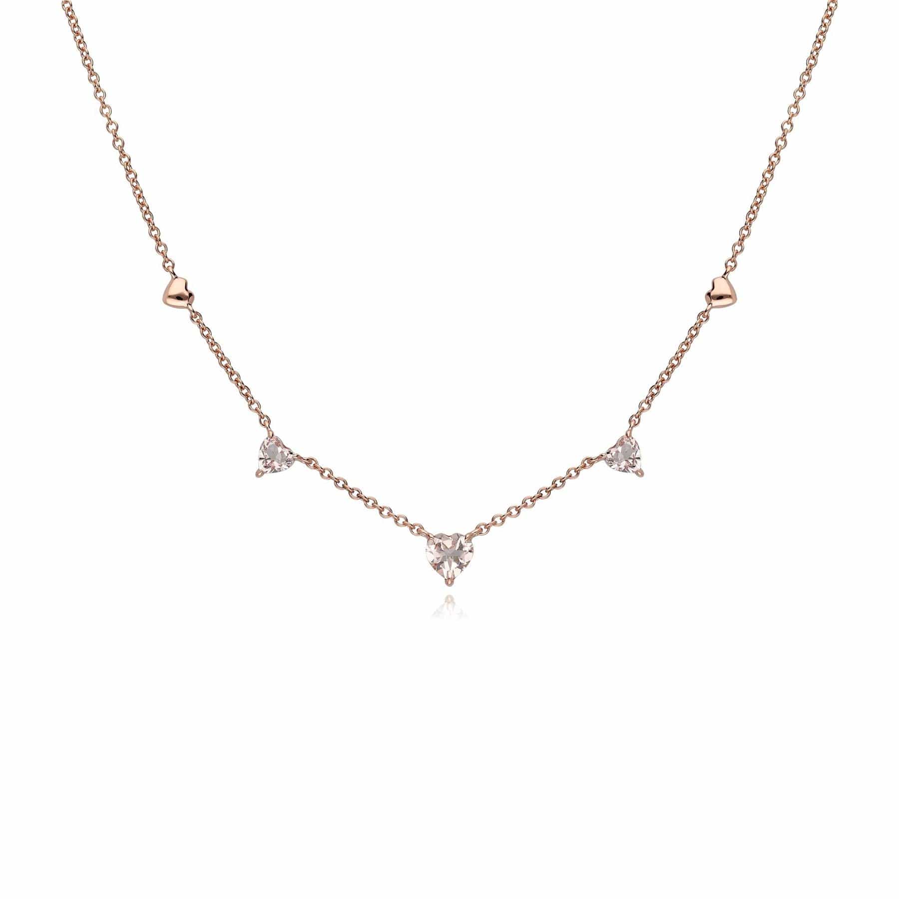 Gemondo Pink Morganite Gemstone Love Heart Necklace in 9ct Rose Gold