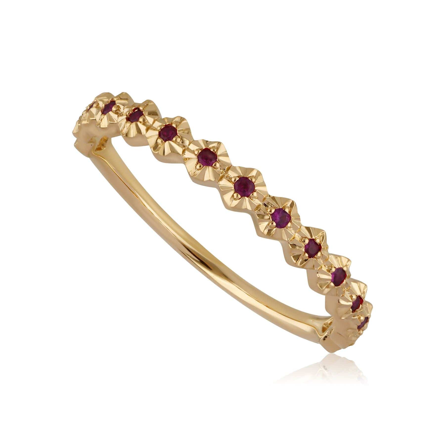 133R9549029 Half Eternity Ruby Band Ring In 9ct Yellow Gold 1