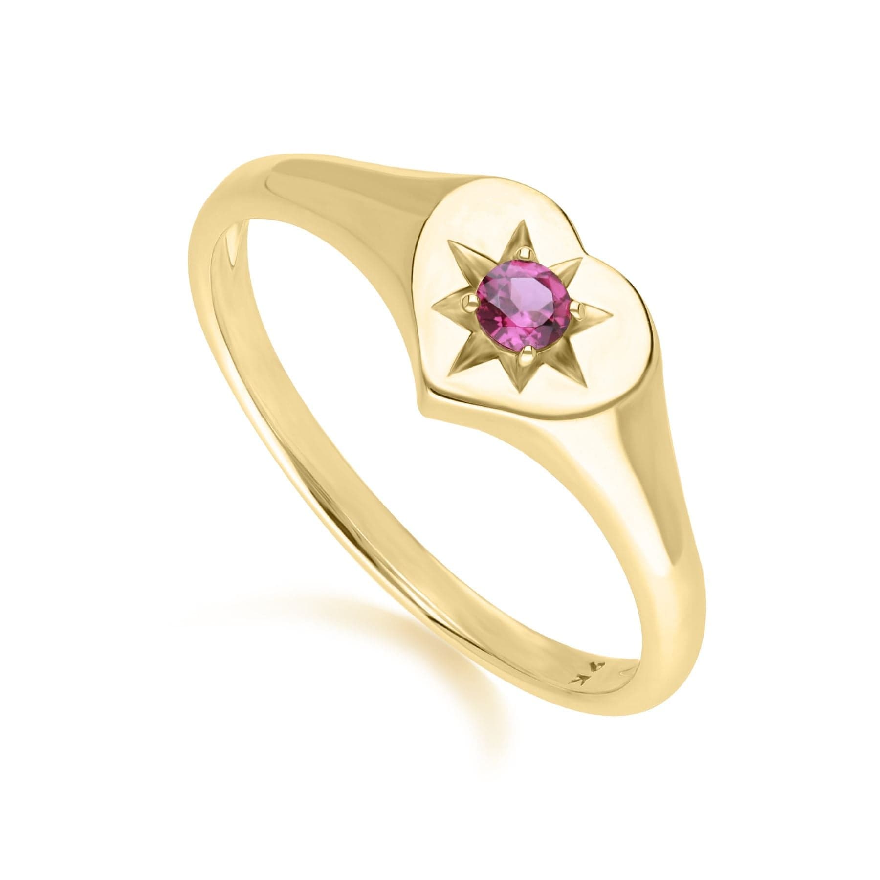 135R2055019 ECFEW™ 'The Liberator' Rhodolite Heart Ring in 9ct Yellow Gold Side