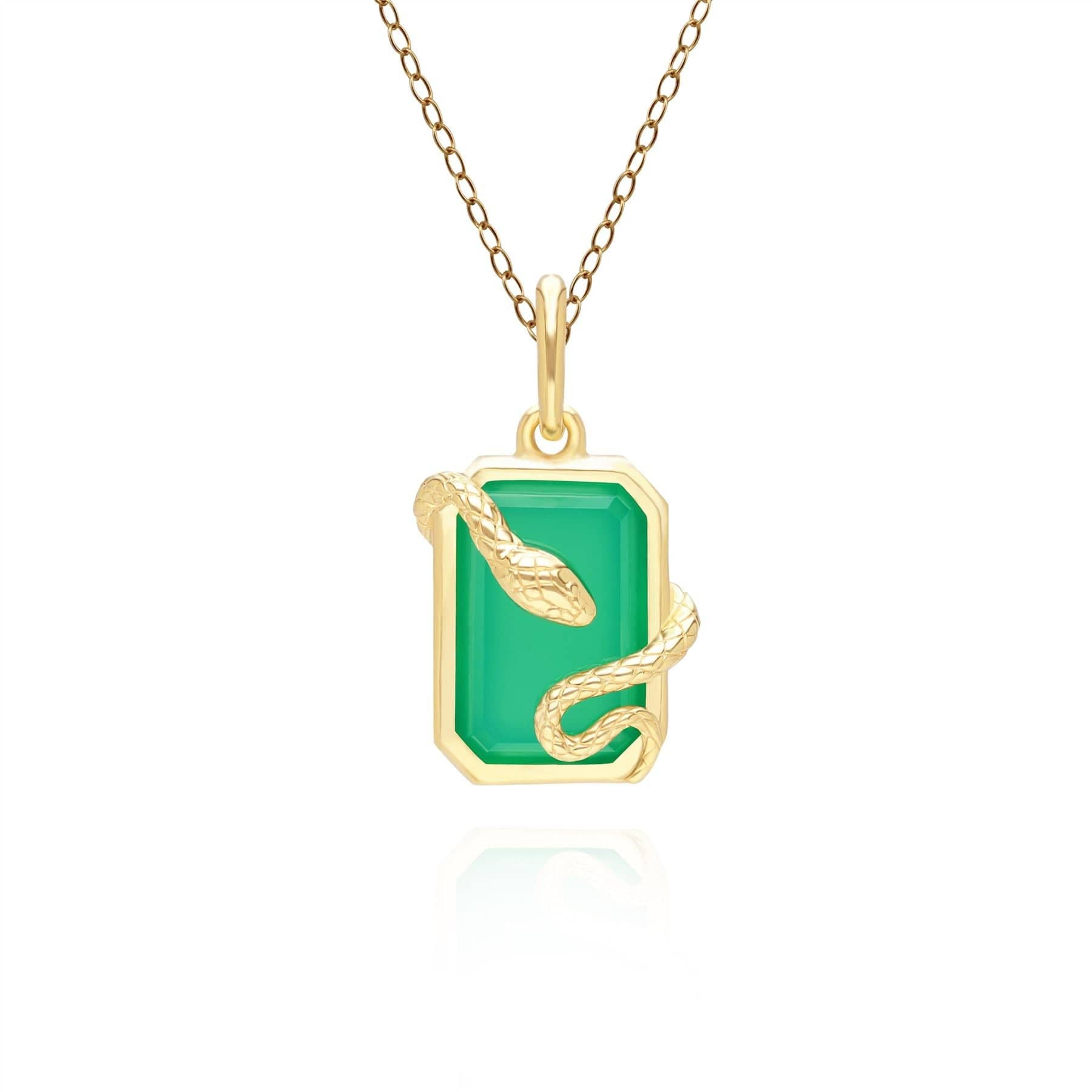 270P034901925 Grand Deco Green Chalcedony Snake Wrap Pendant in Gold Plated Sterling Silver Front