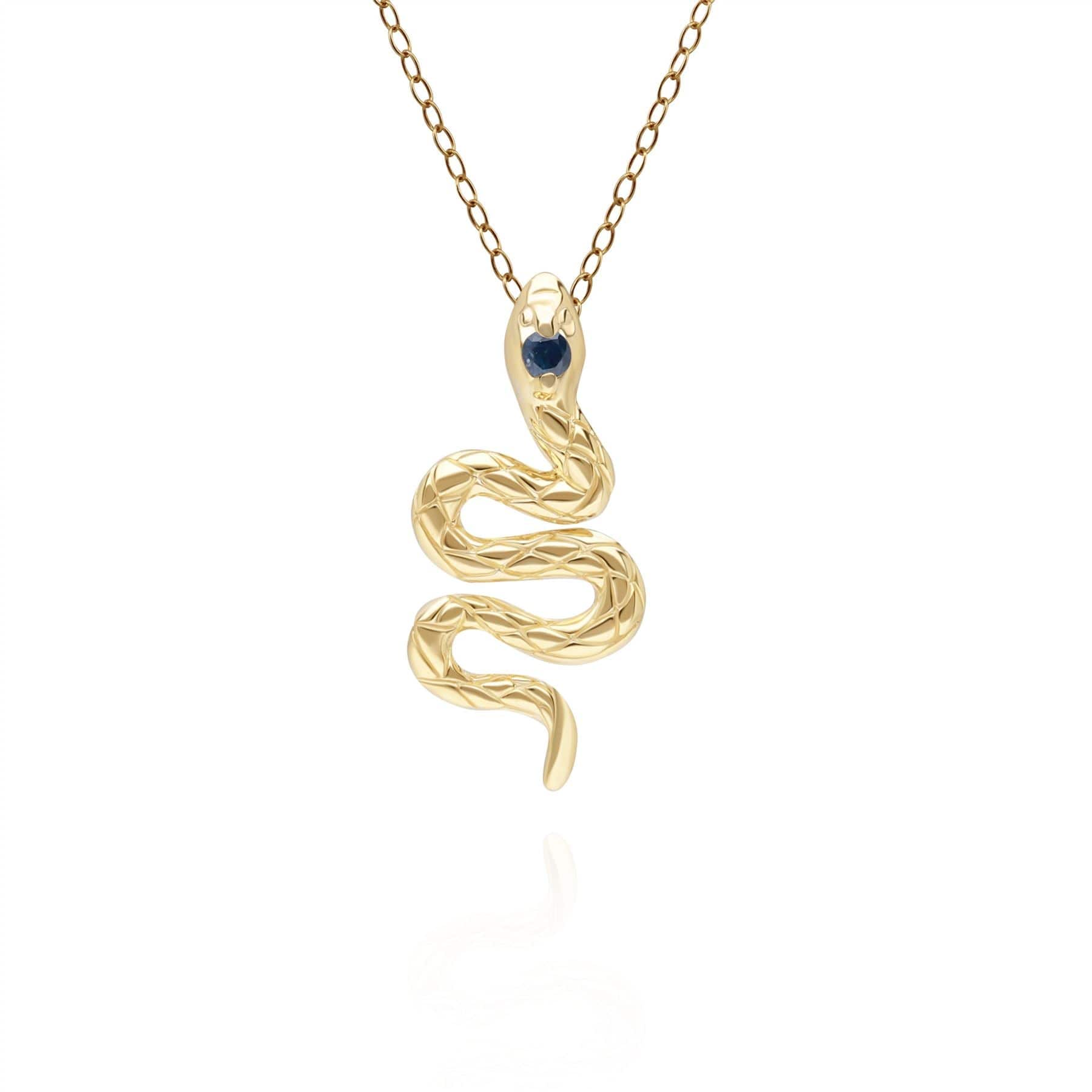 132P1845029 ECFEW™ Sapphire Snake Wrap Pendant in 9ct Yellow Gold Front