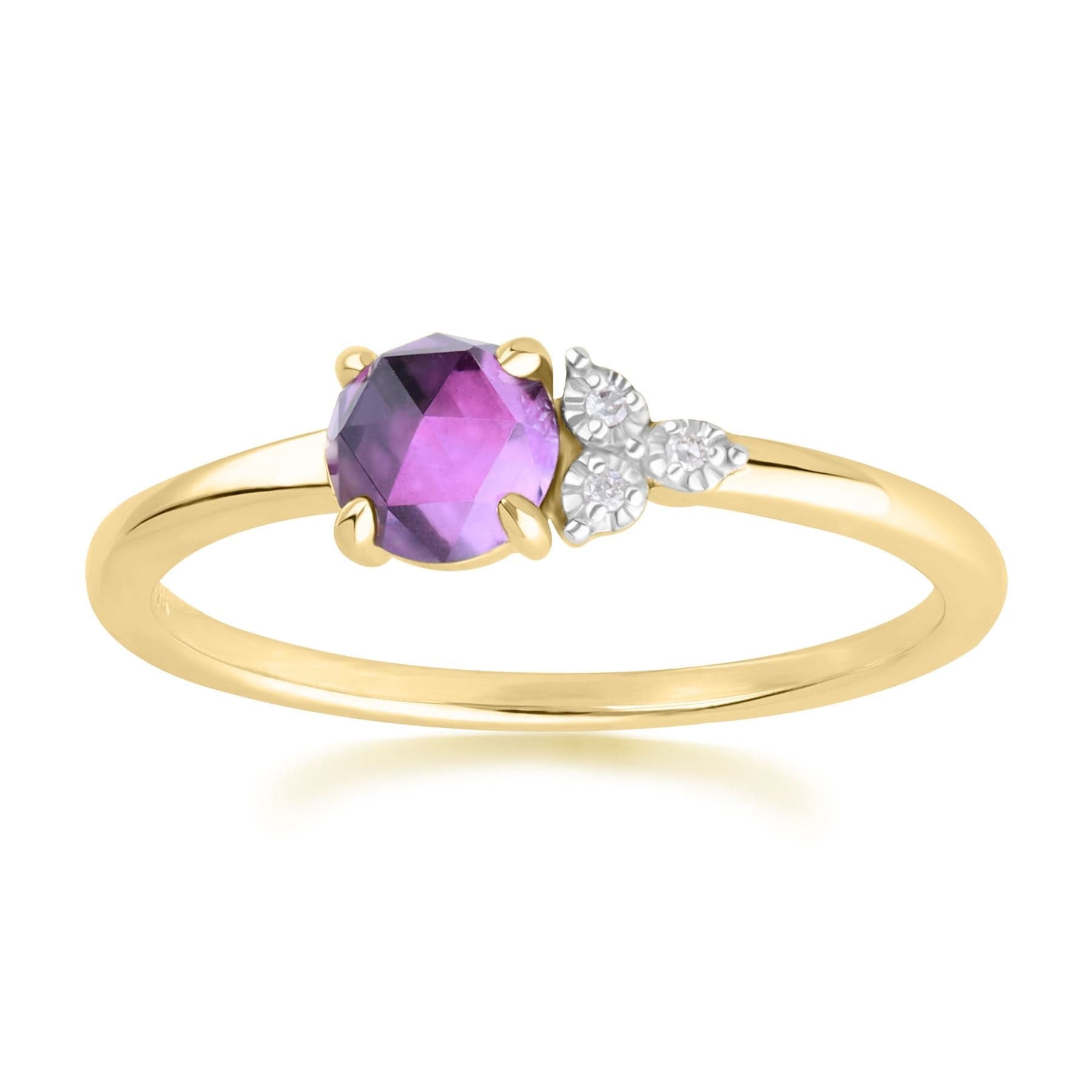 135R2056019_ Classic Amethyst & Diamond Ring in 9ct Yellow Gold Front