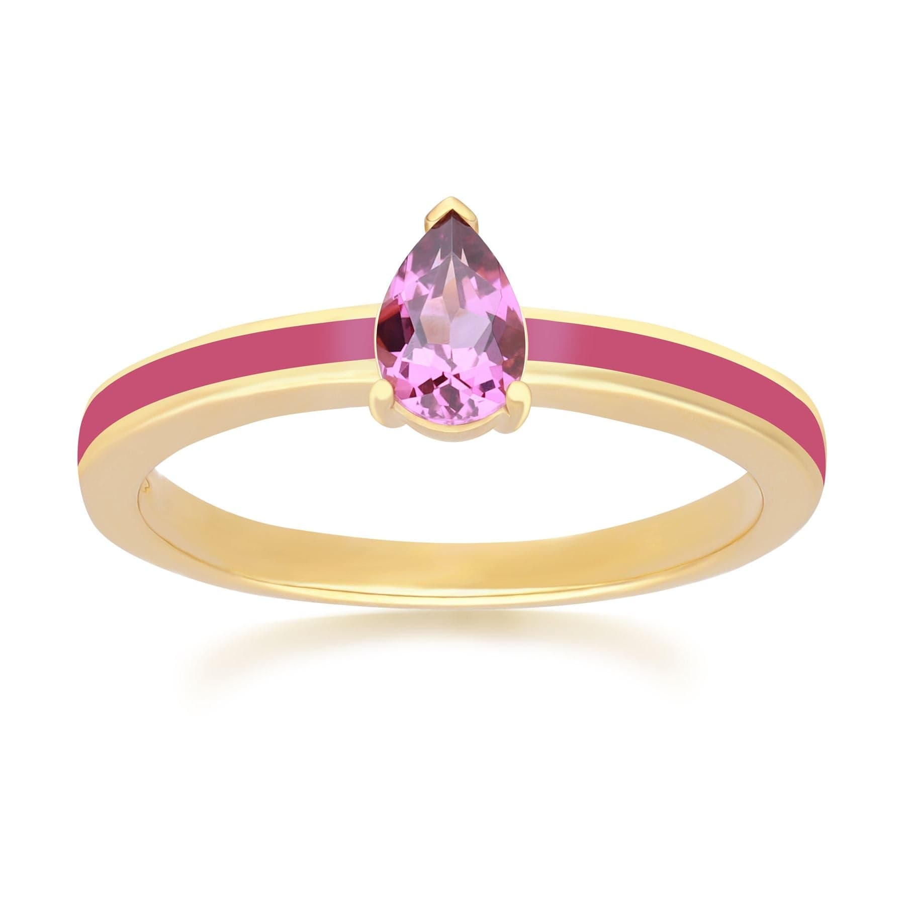 253R691701925 Siberian Waltz Pink Enamel & Rhodolite Ring in Gold Plated Silver Front
