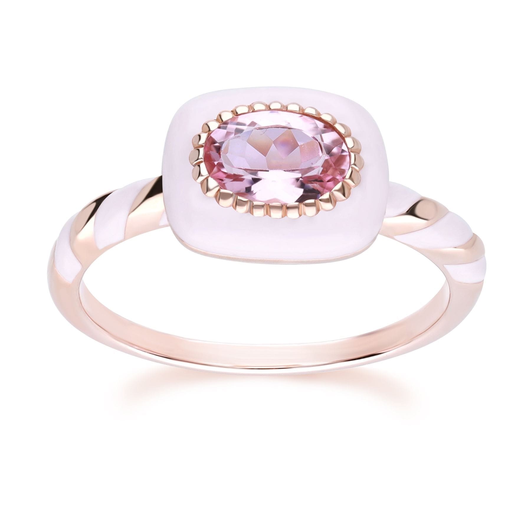 270R063101925 Siberian Waltz Enamel & Pink Tourmaline Ring In Rose Gold Plated Silver 1