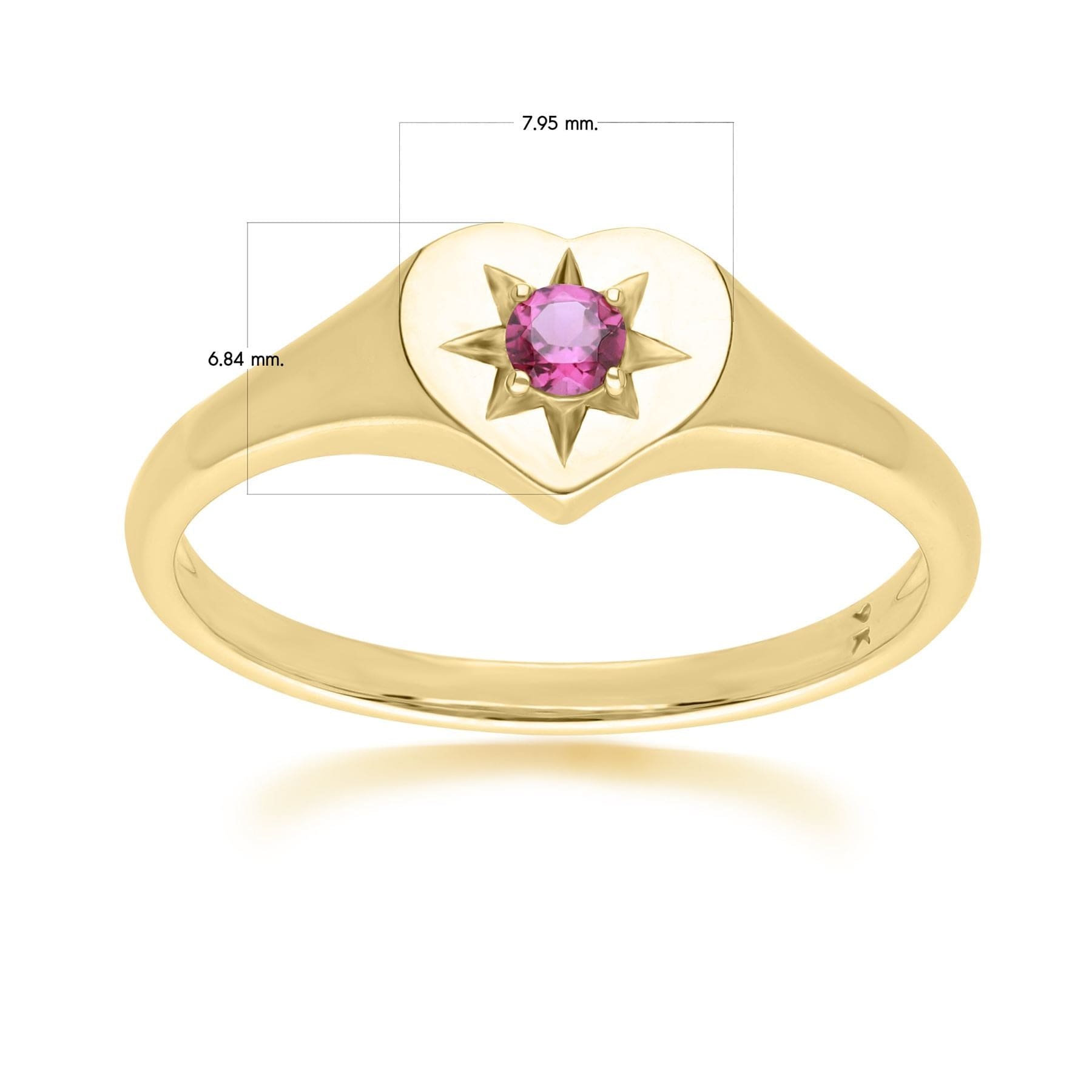 135R2055019 ECFEW™ 'The Liberator' Rhodolite Heart Ring in 9ct Yellow Gold Dimensions