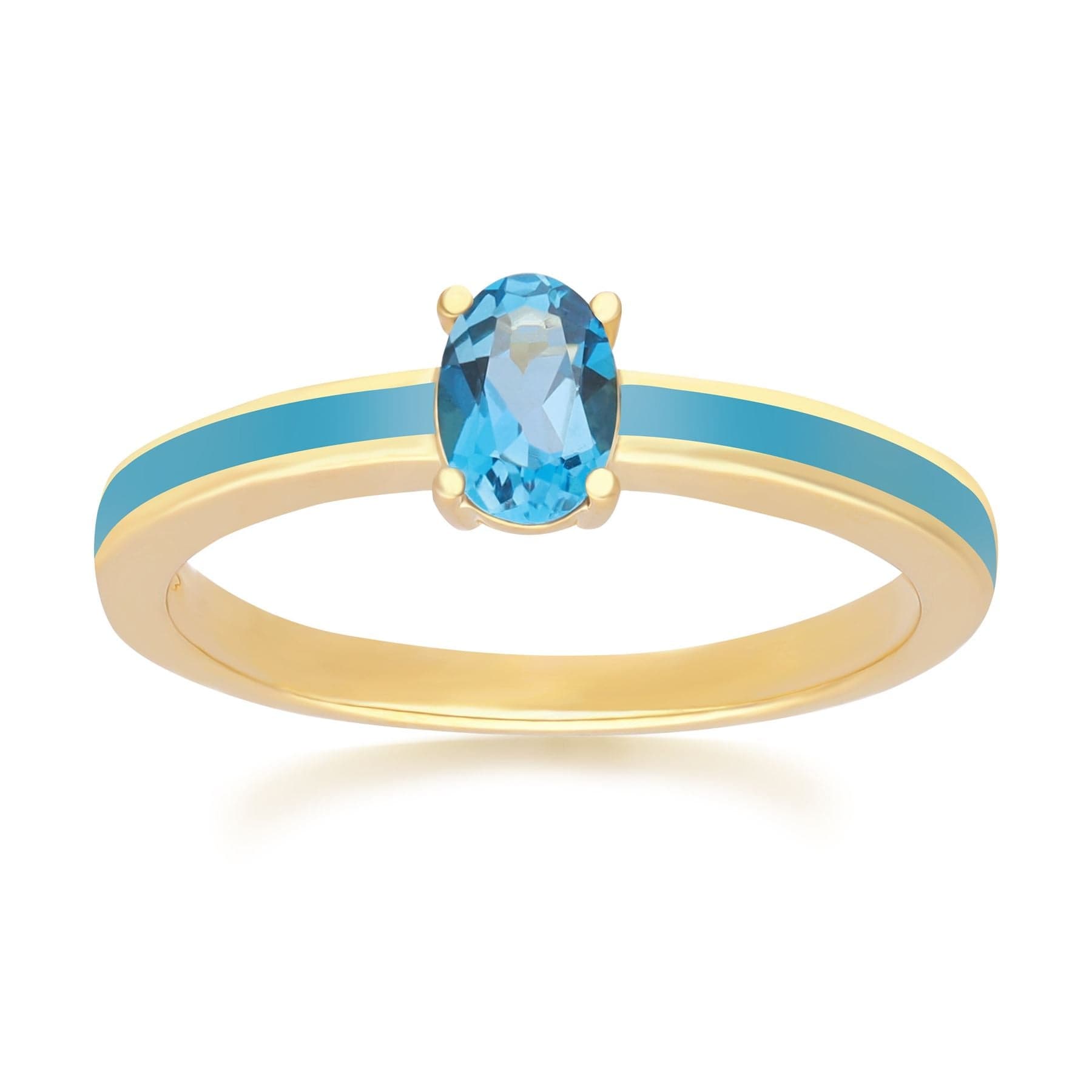 253R691801925 Siberian Waltz Blue Enamel & London Blue Topaz Ring in Gold Plated Silver Front