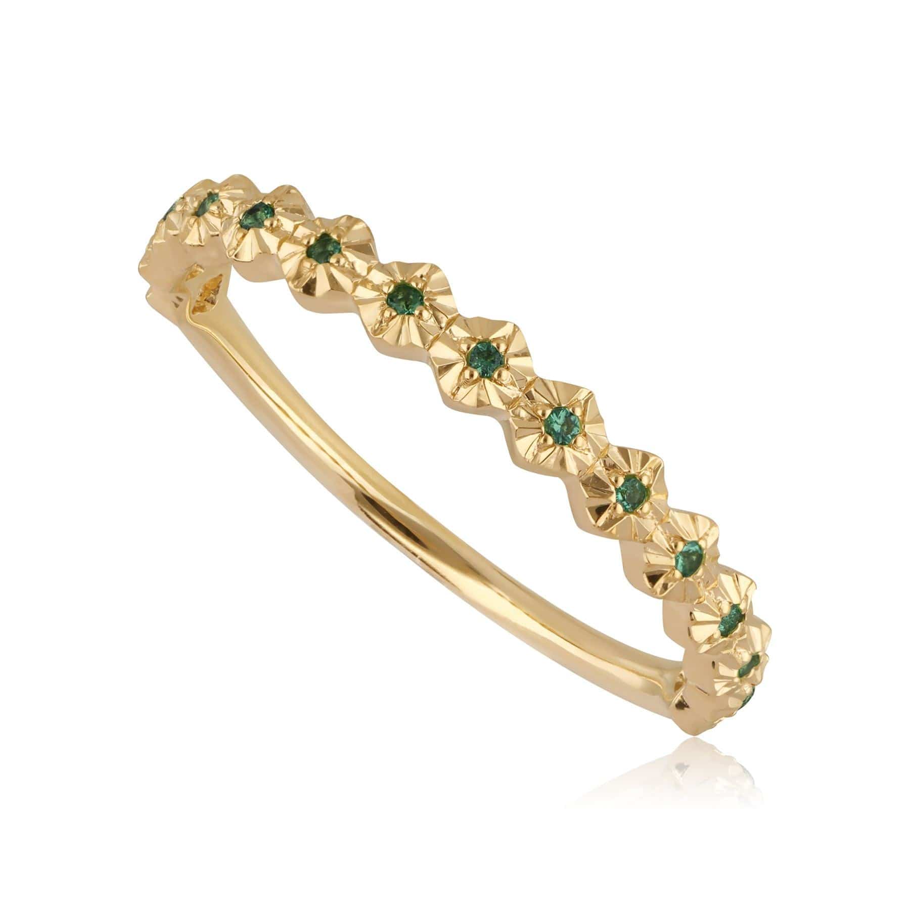 18ct Yellow Gold 0.045ct Emerald Band Ring - Gemondo