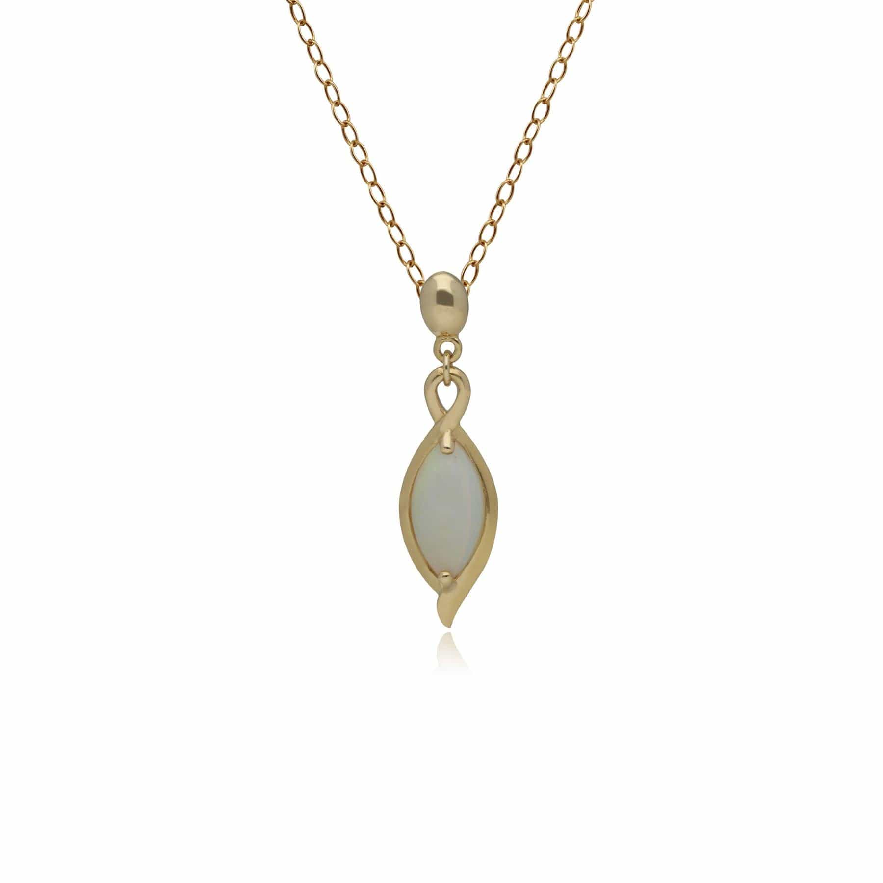 135P1607019 Classic Marquise Opal Drop Pendant in 9ct Yellow Gold 1