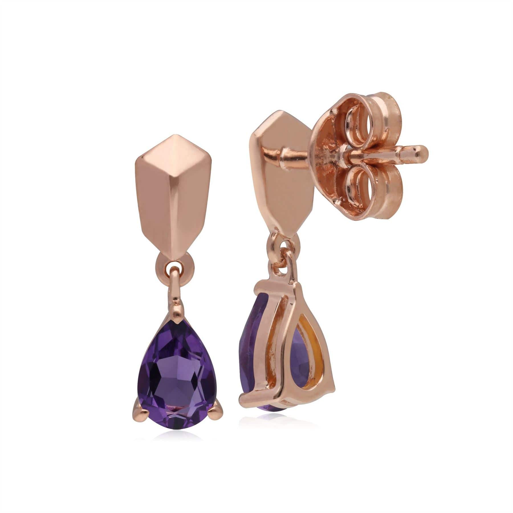 270E029301925 Micro Statement Amethyst Earrings in Rose Gold Plated Silver 2