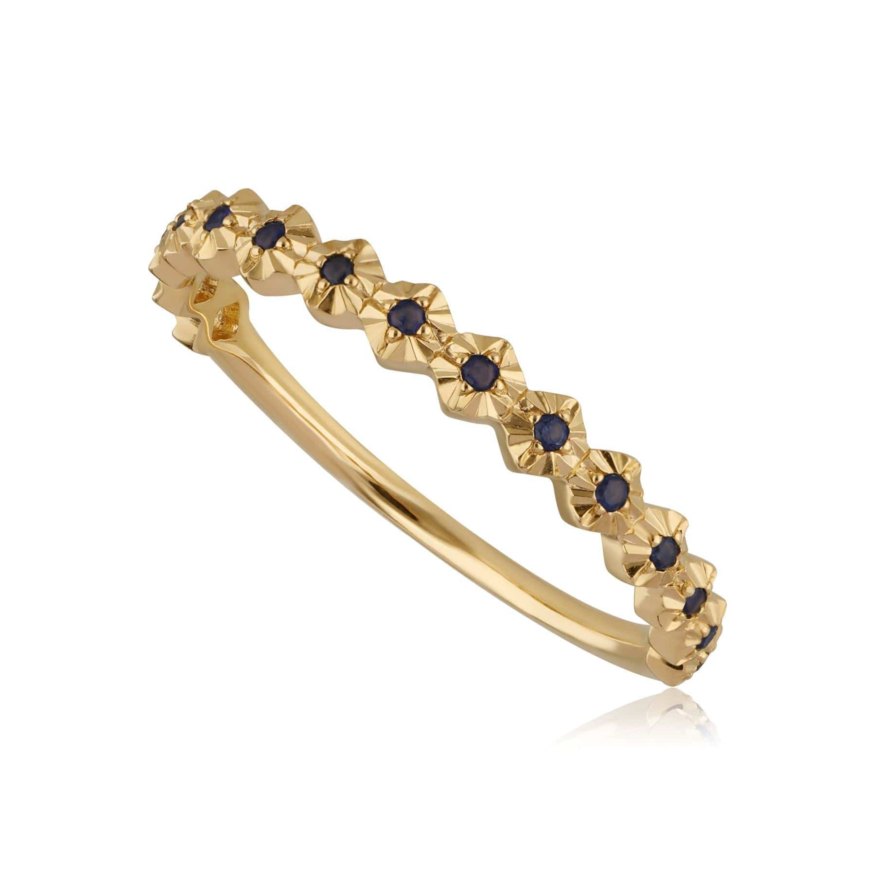 133R9549019 Half Eternity Sapphire Band Ring In 9ct Yellow Gold 1
