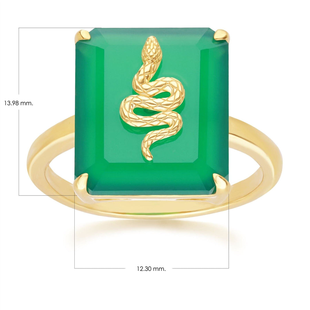 270R065401925_ Grand Deco Green Chalcedony Snake Ring in Gold Plated Sterling Silver Dimensions