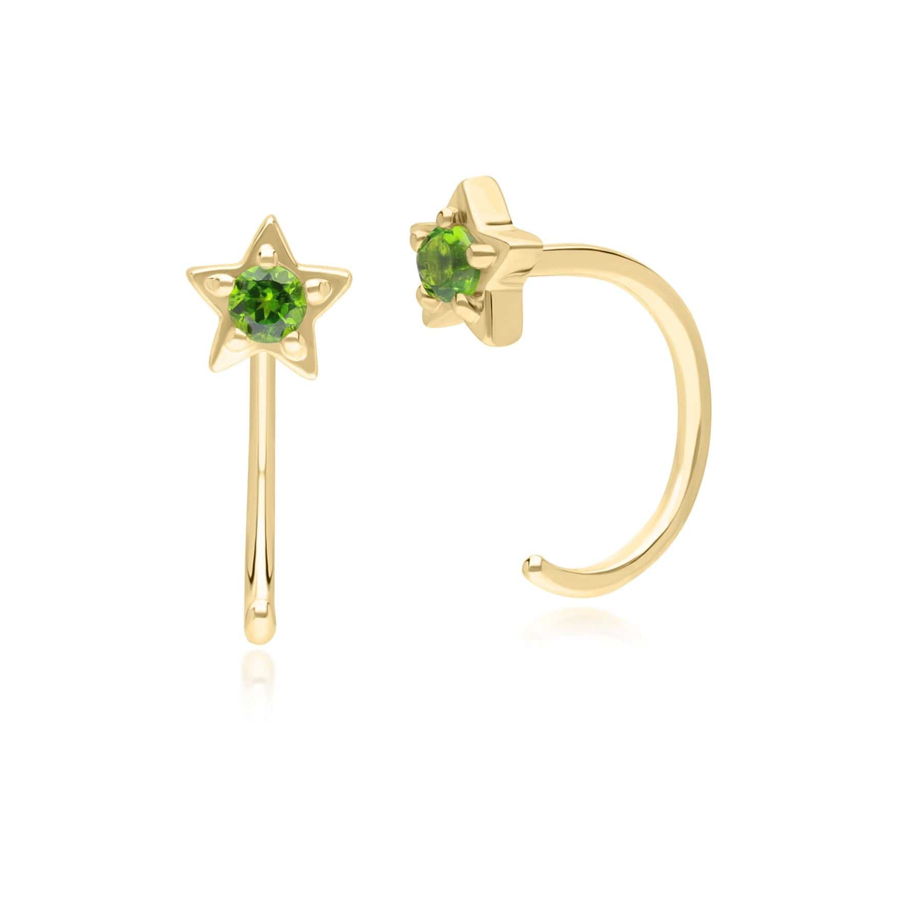 135E1822019 Modern Classic Chrome Diopside Pull Through Hoop Earrings in 9ct Yellow Gold Front