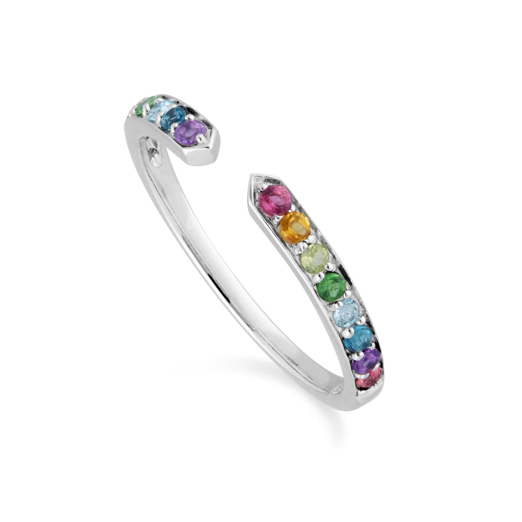 270R060801925 Rainbow Gems Open Ring in  Sterling Silver 1