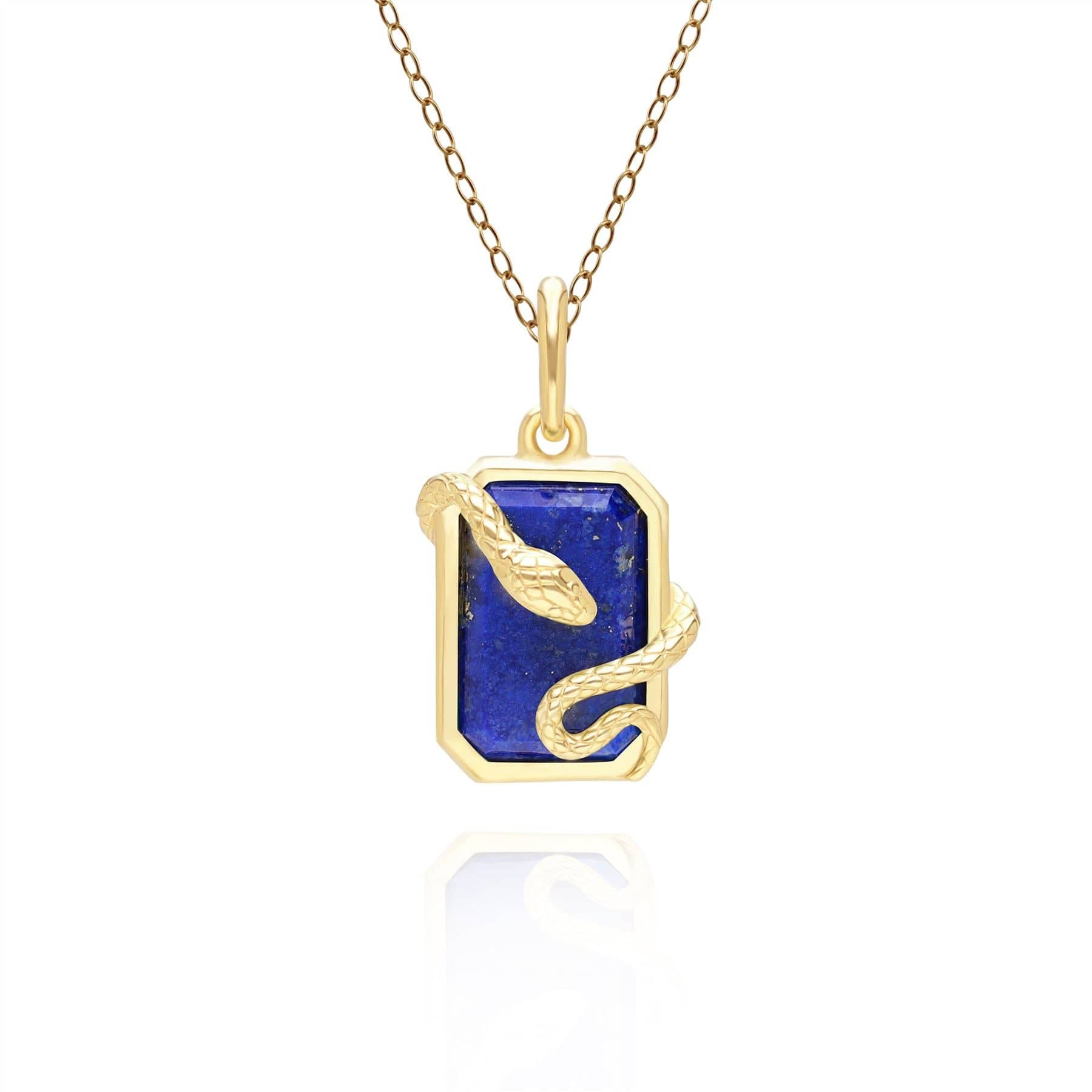 270P034902925 Grand Deco Lapis Lazuli Snake Wrap Pendant in Gold Plated Sterling Silver Front