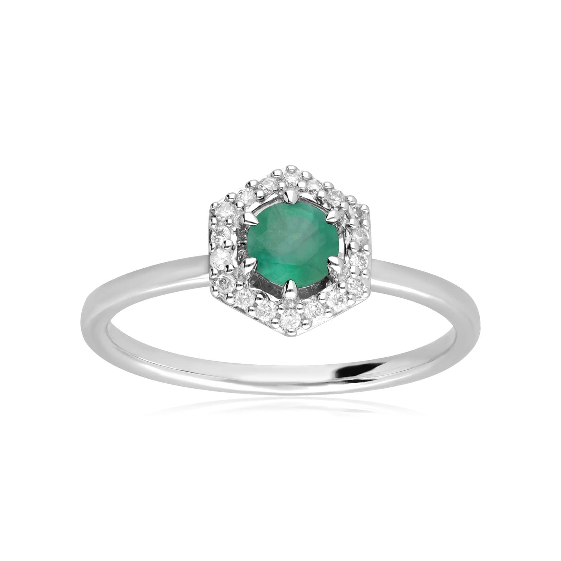162R0404039 9ct White Gold 0.67ct Emerald & Diamond Halo Ring 4