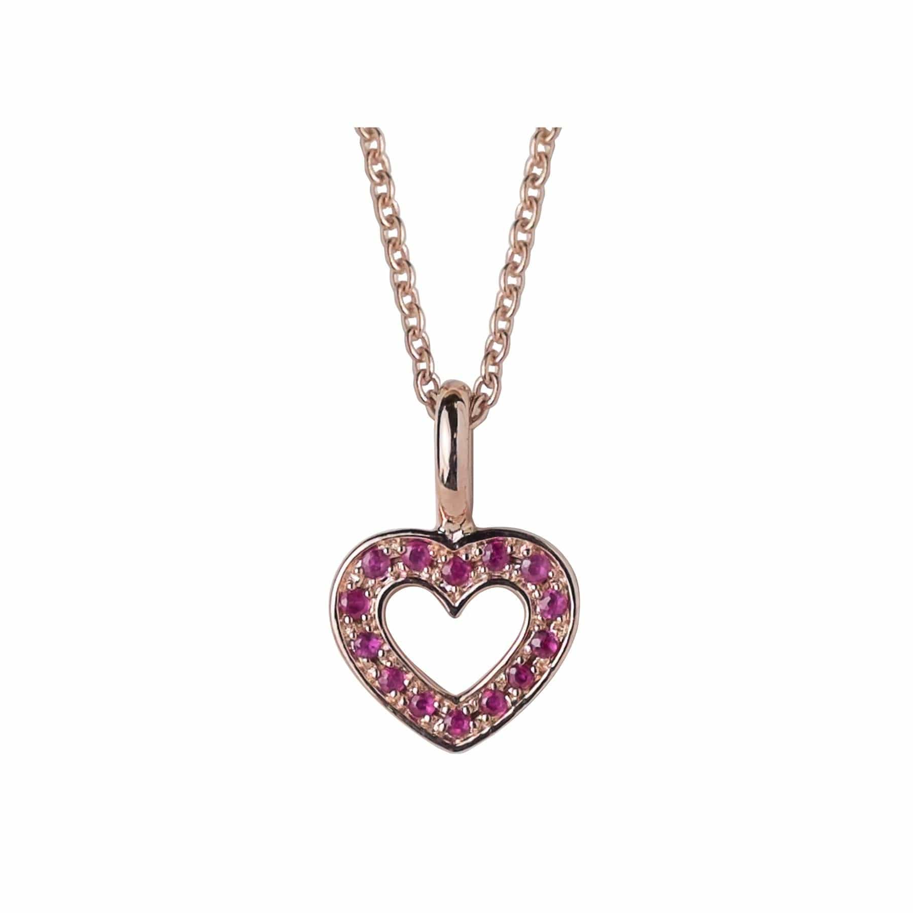 266P022801925 Gemondo Rose Gold Plated Sterling Silver Ruby Heart Pendant 1