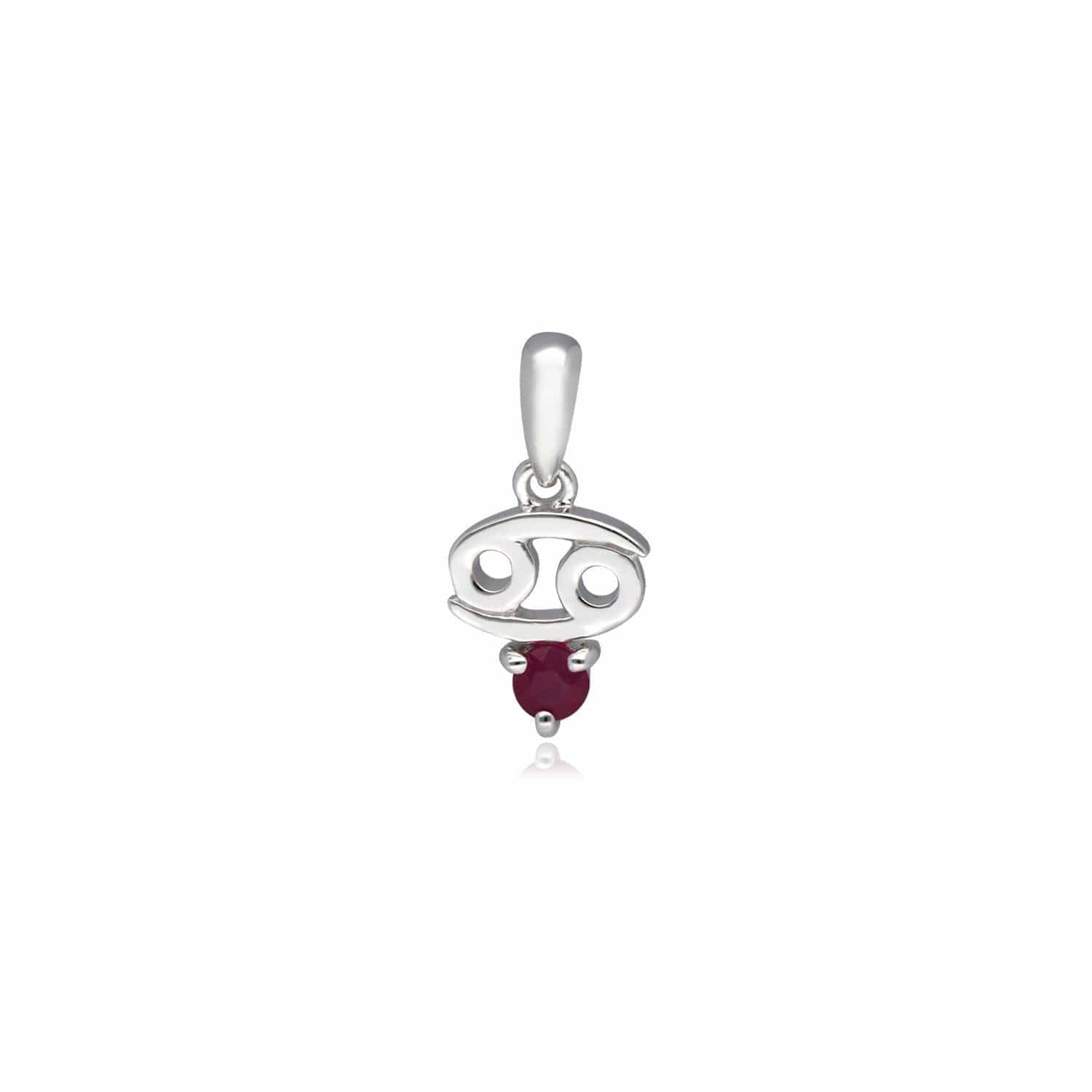 162P0237019 Ruby Cancer Zodiac Charm Necklace in 9ct White Gold 2