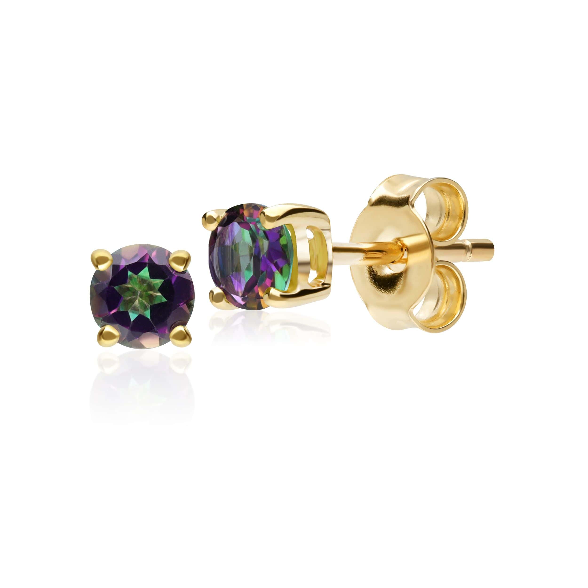 22523 Classic Round Mystic Topaz Claw Set Stud Earrings in 9ct Yellow Gold 1