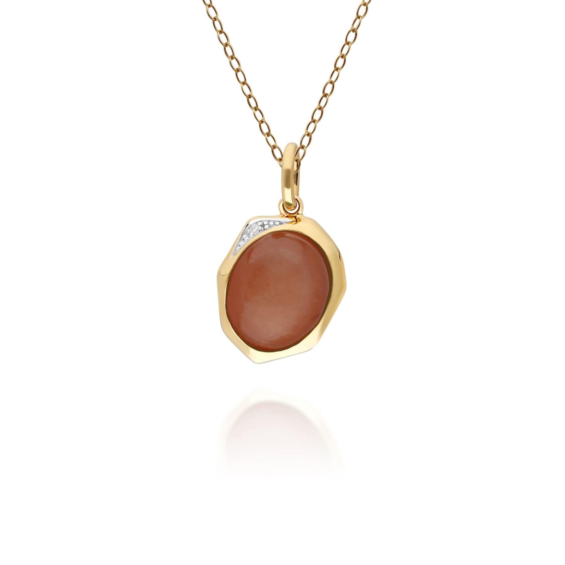 270P029304925 Irregular B Gem Dyed Red Jade & Diamond Pendant in Gold Plated Sterling Silver 1
