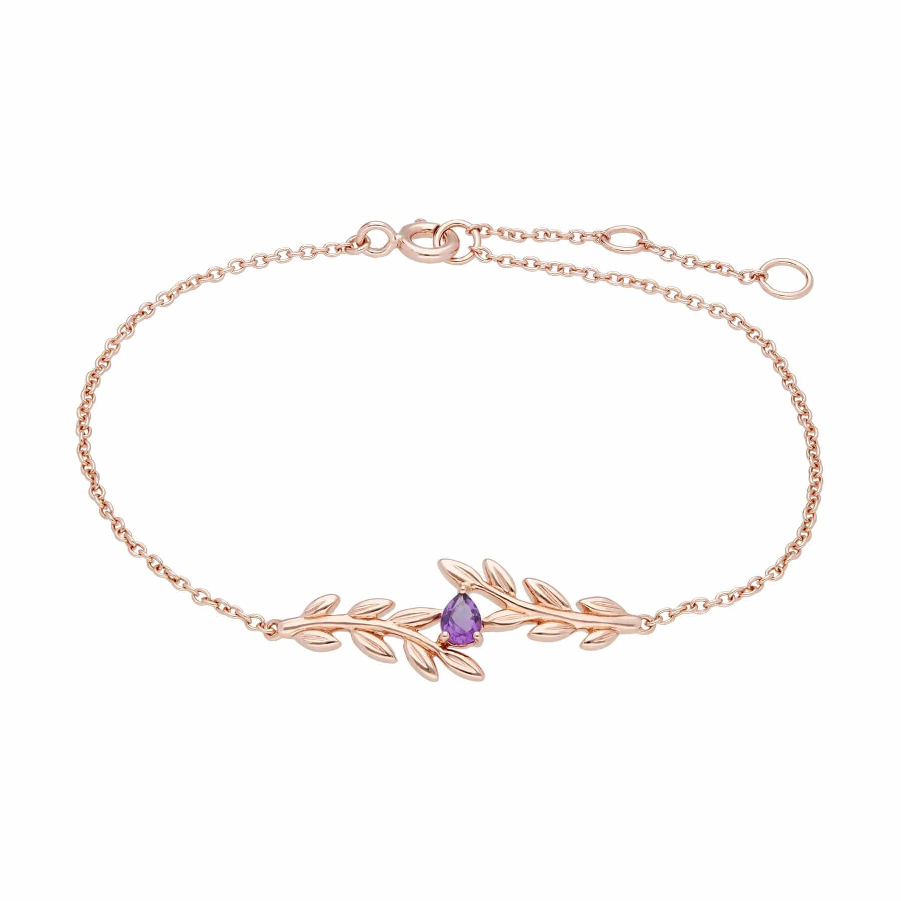 135L0306019 O Leaf Amethyst Bracelet in 9ct Rose Gold 1