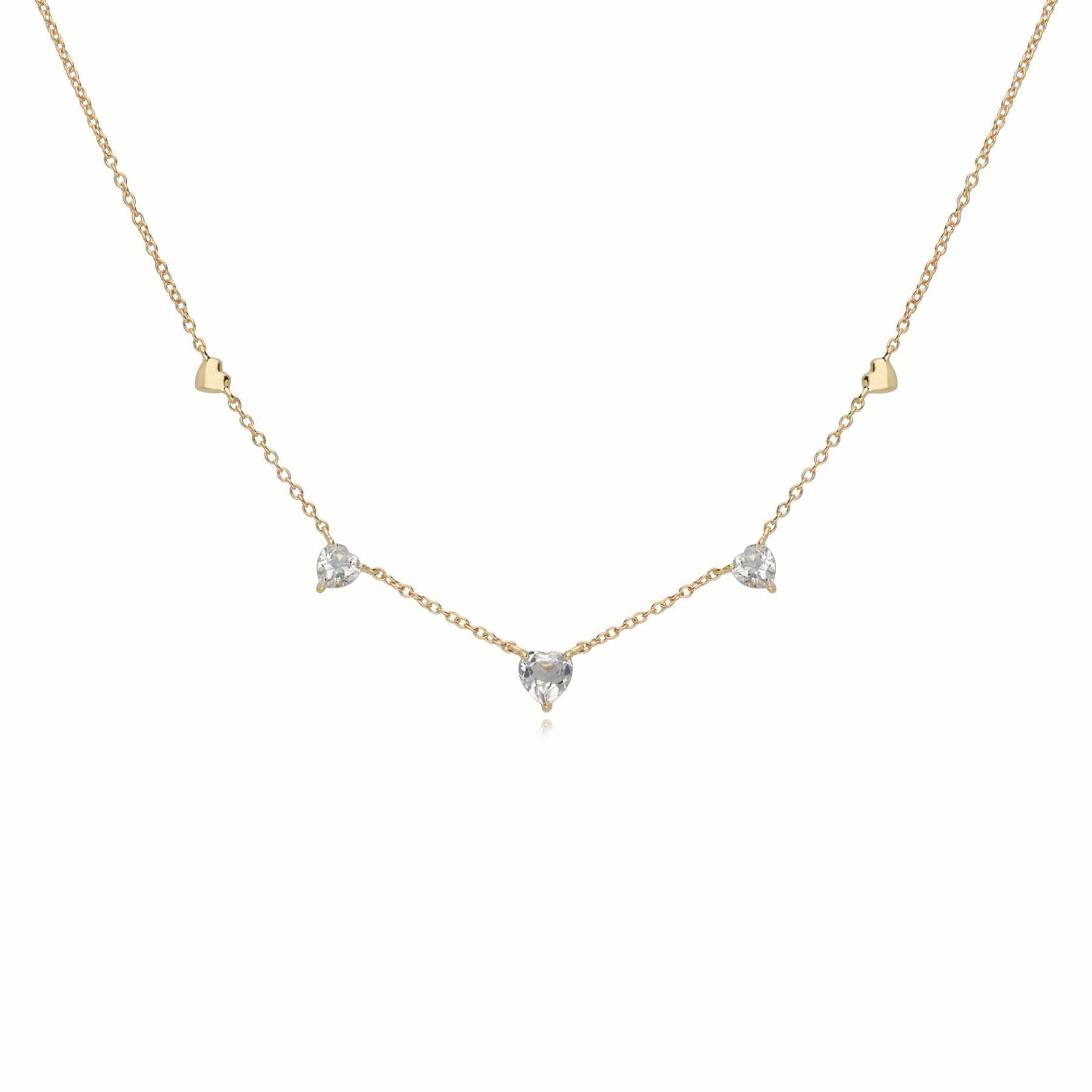 135N0394019 White Topaz Heart Necklace in 9ct Yellow Gold 1