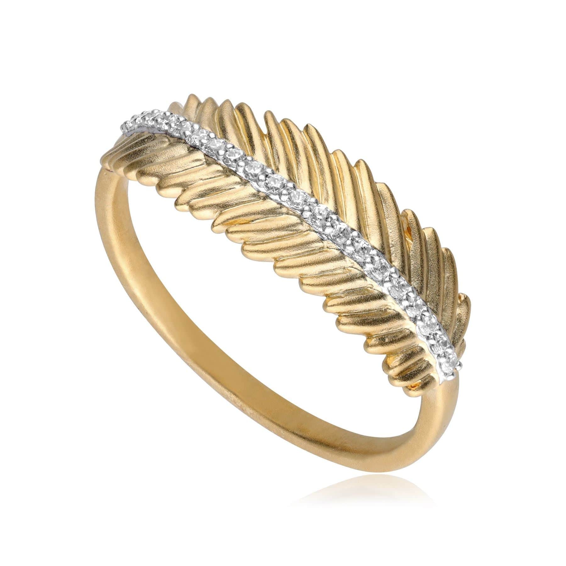 191R0922019 ECFEW™ 'The Unifier' Diamond Feather Ring In 9ct Yellow Gold 1
