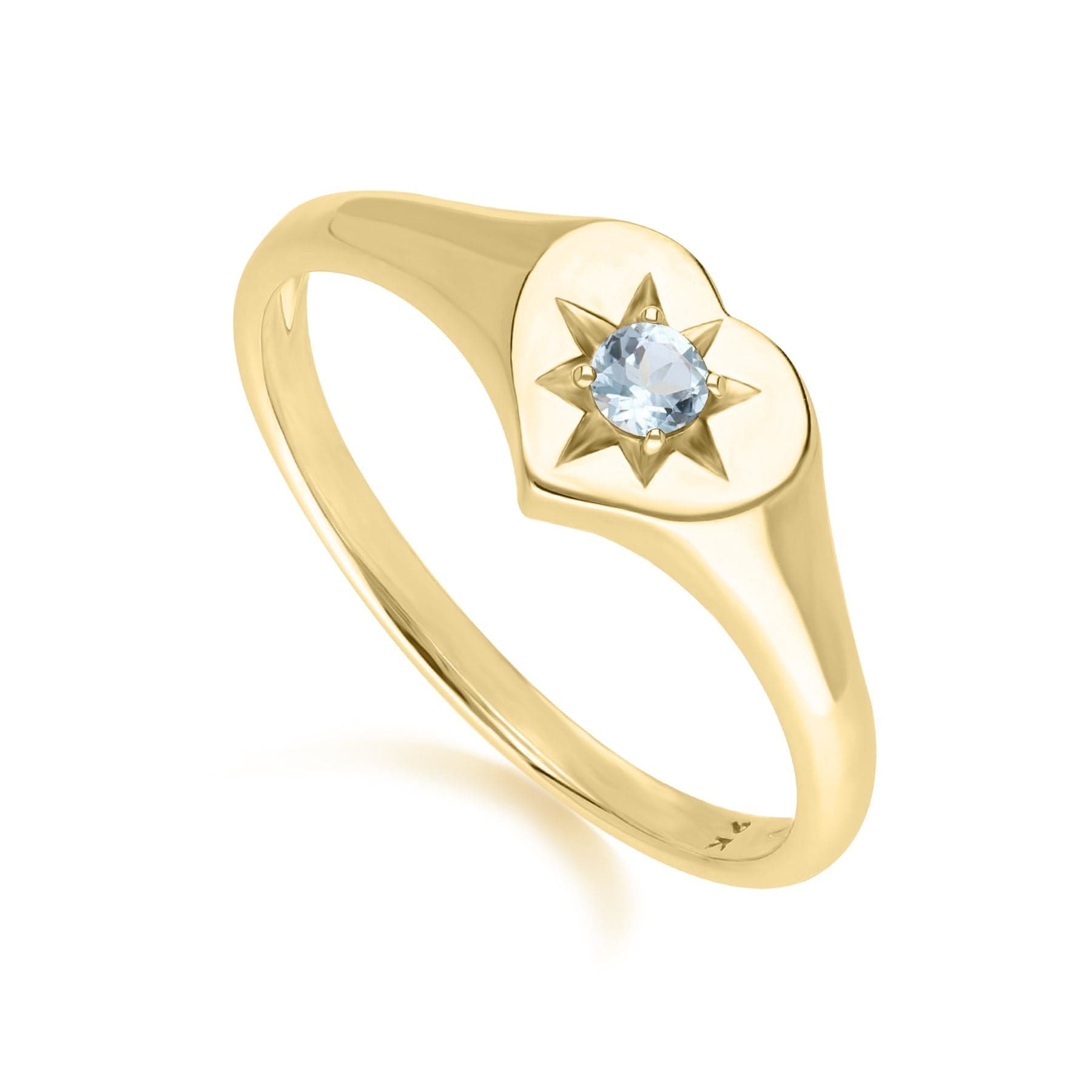 135R2055039 ECFEW™ 'The Liberator' Blue Topaz Heart Ring in 9ct Yellow Gold Side