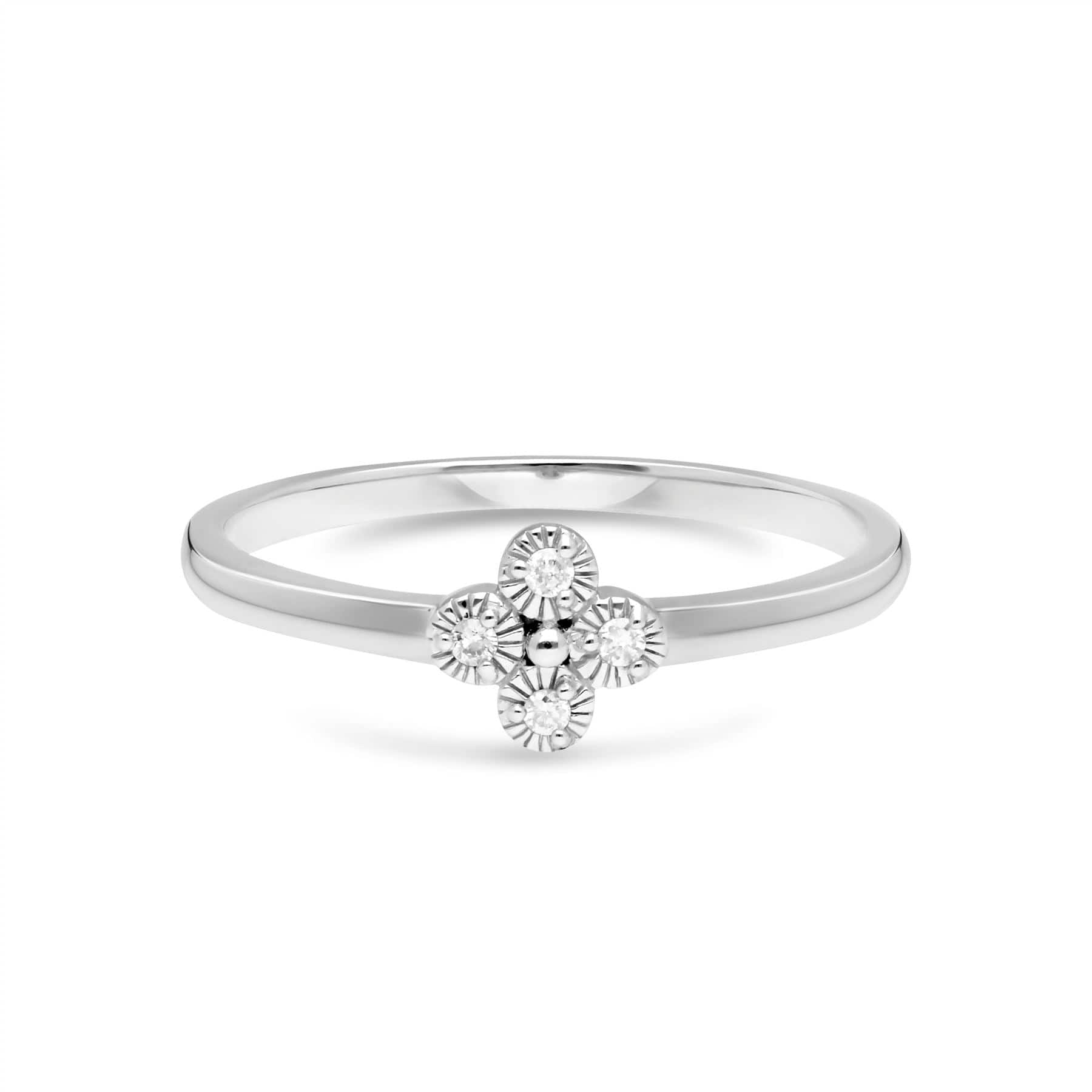 162R0398019 Diamond Flowers Ring in 9ct White Gold 2