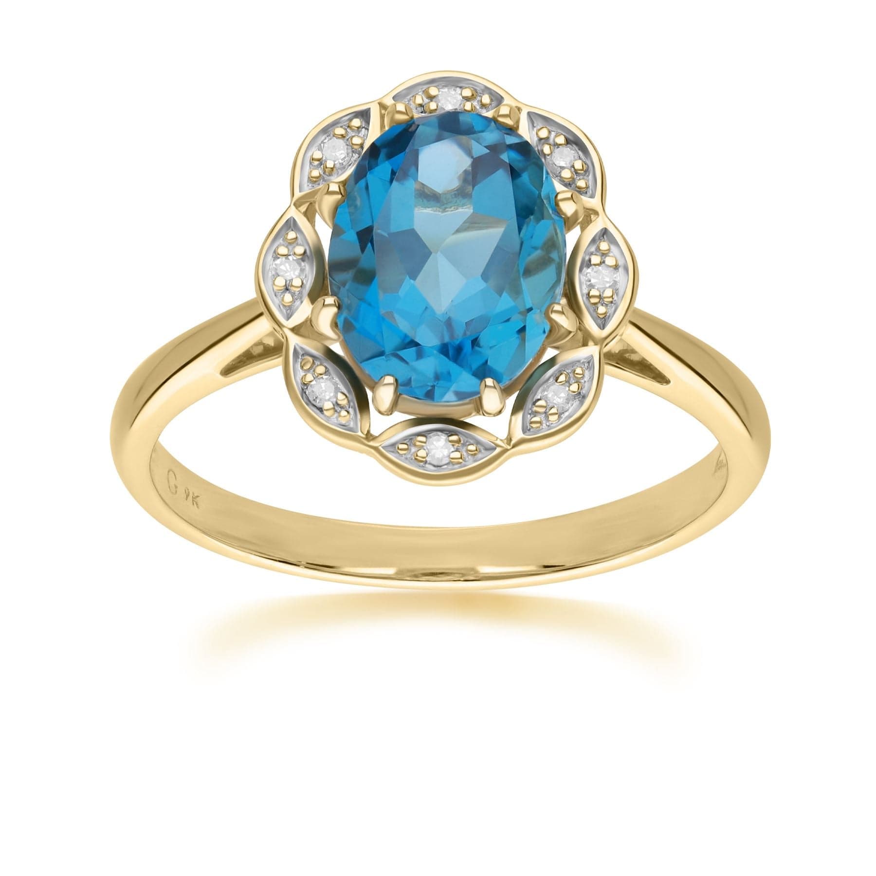 135R2047019 Classic London Blue Topaz & Diamond Luxe Ring in 9ct Yellow Gold 1