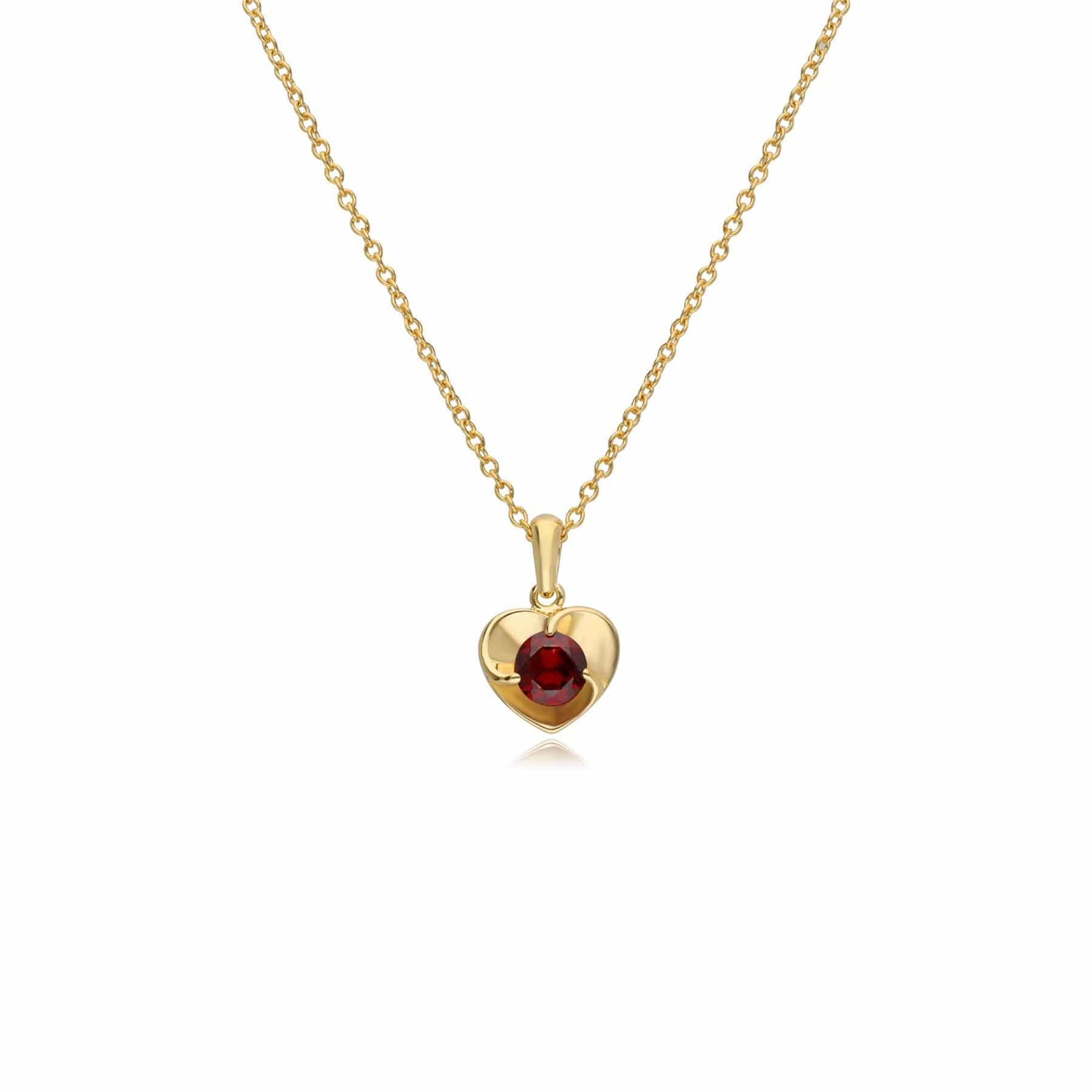 270N037401925 Garnet Heart Gold Plated Sterling Silver Necklace 1