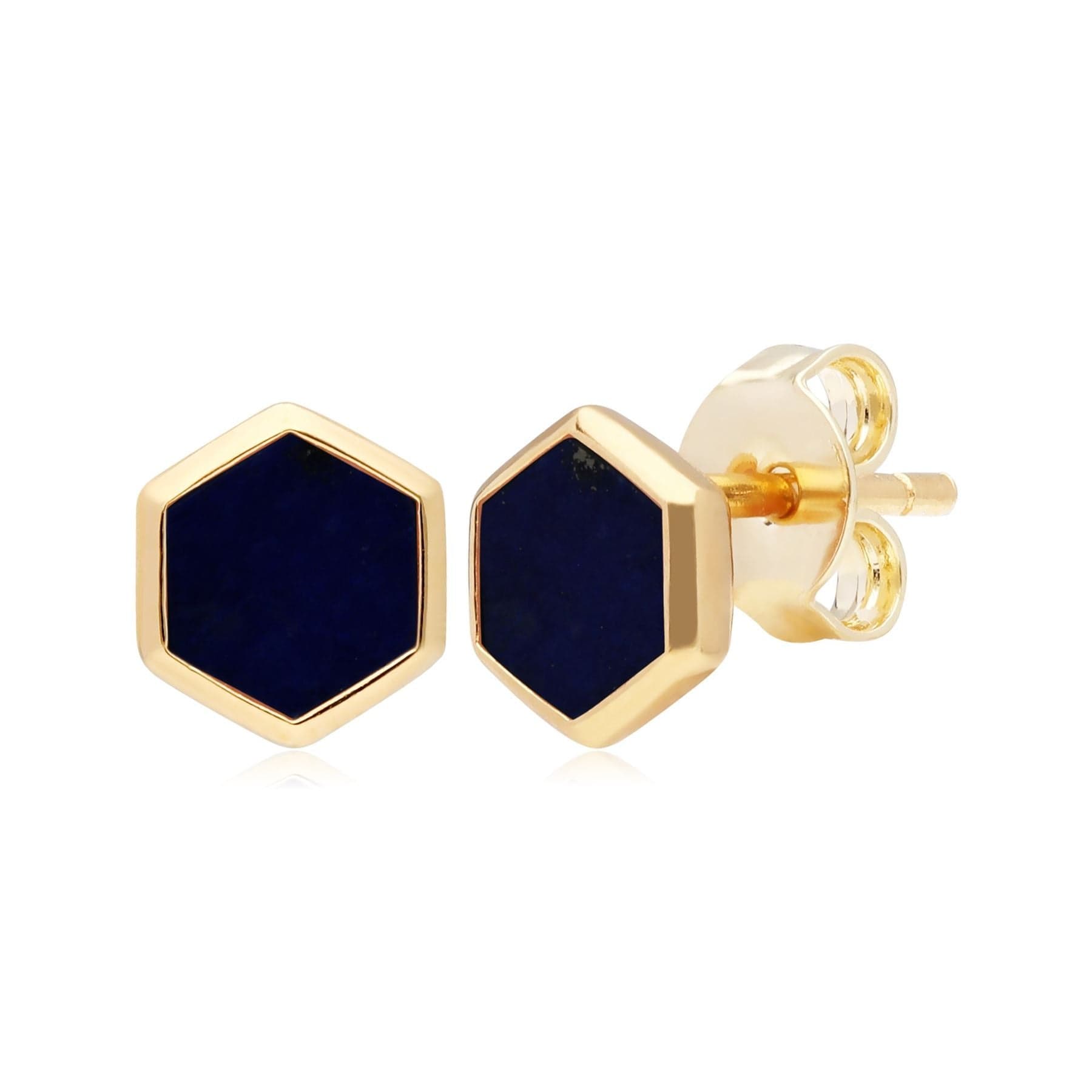 270E027603925 Micro Statement Lapis Lazuli Stud Earrings in Gold Plated Silver 1