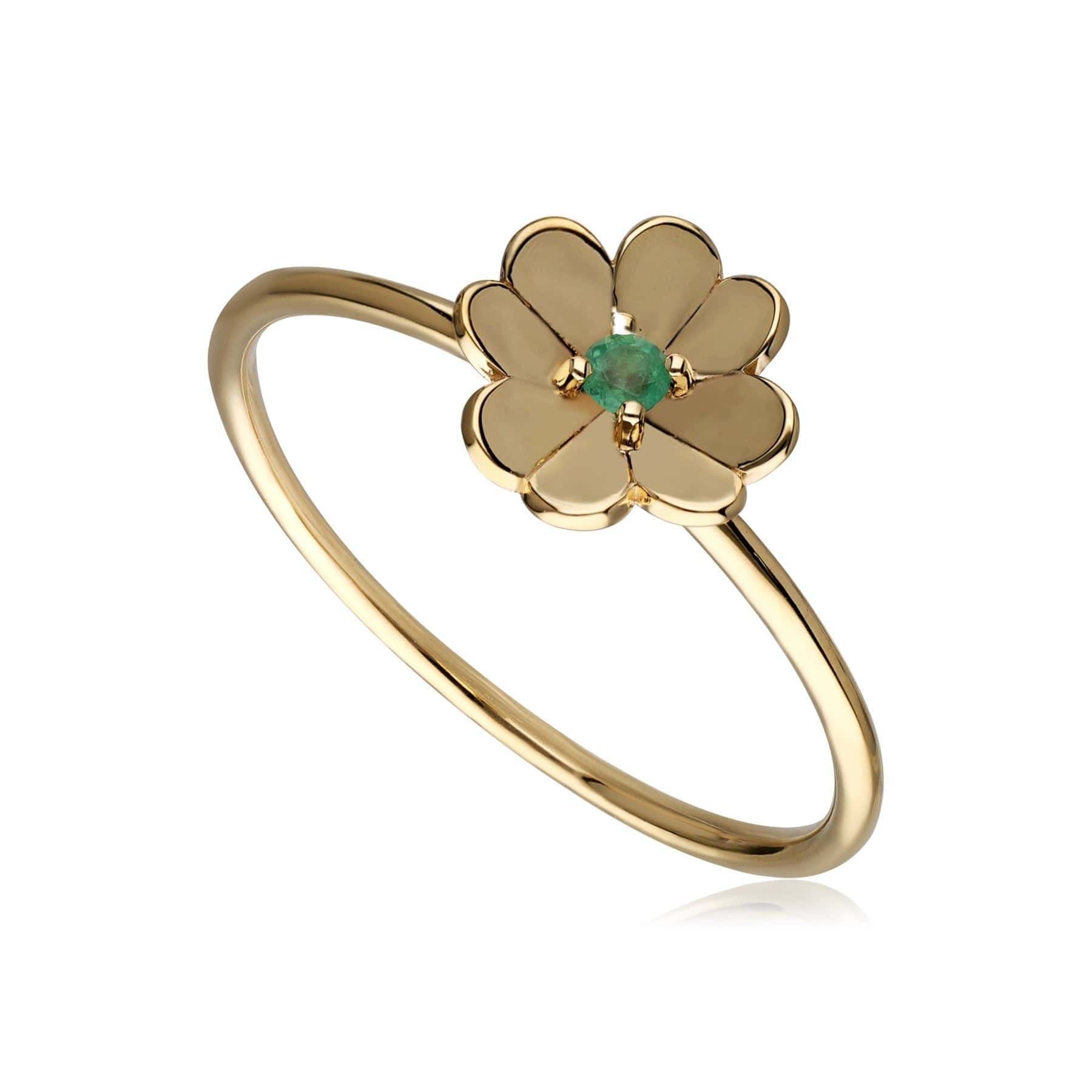 132R8299019 Gardenia Emerald Clover Ring In 9ct Yellow Gold 1