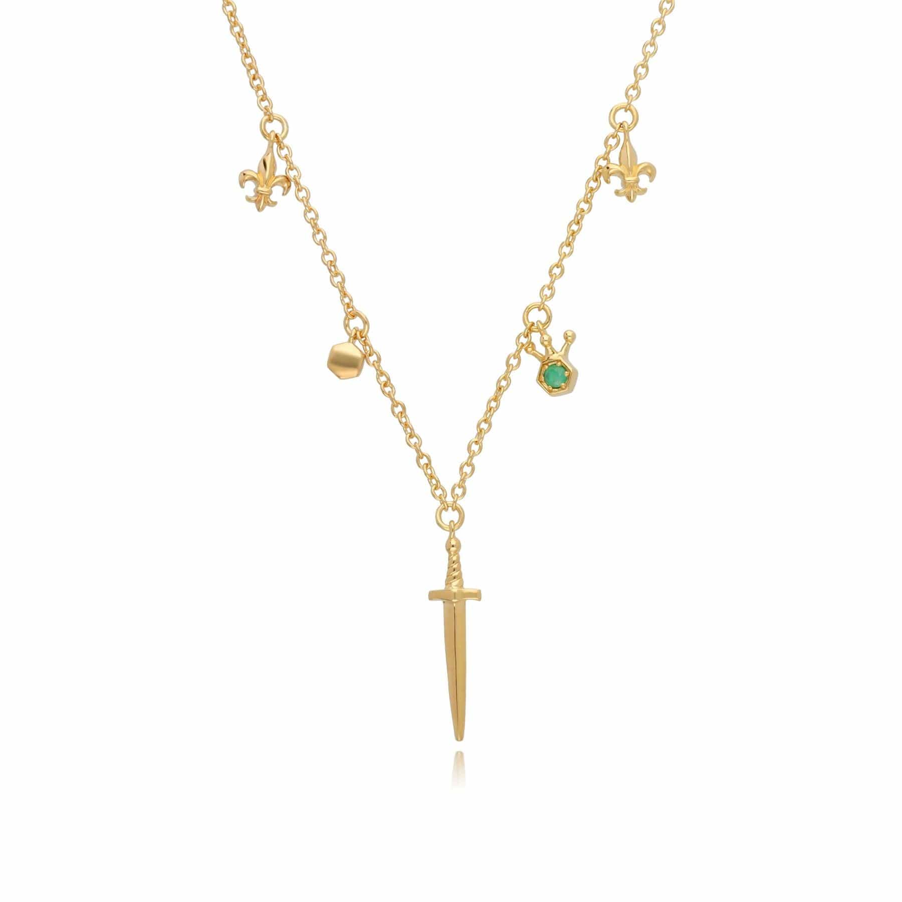 132N1099019 ECFEW™ Emerald Sword Choker Necklace In 9ct Yellow Gold 1