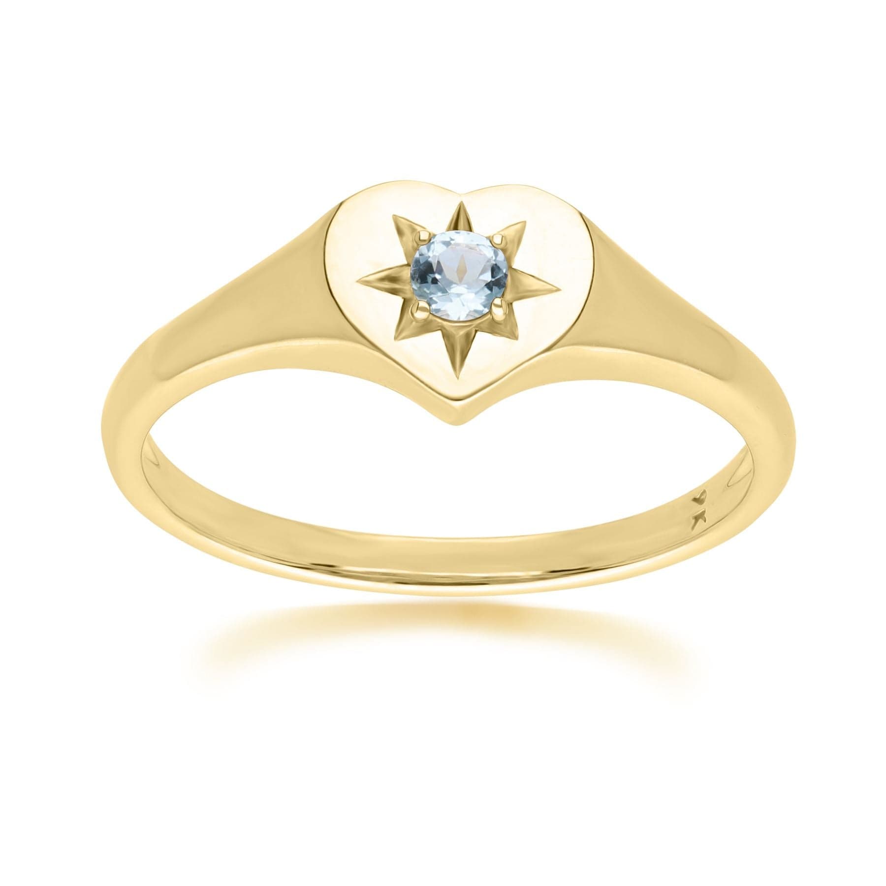 135R2055039 ECFEW™ 'The Liberator' Blue Topaz Heart Ring in 9ct Yellow Gold Front