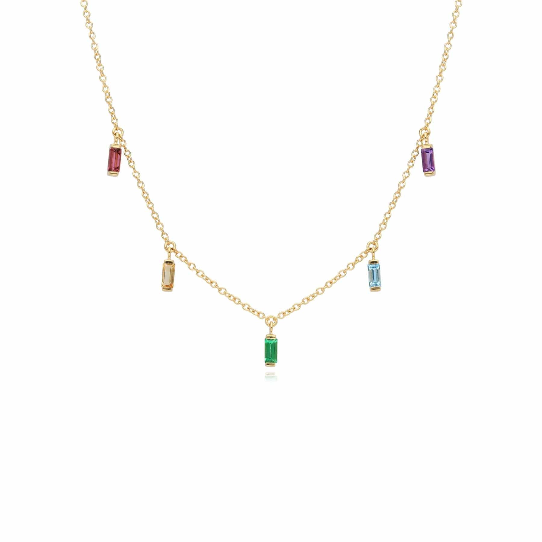 270N036601925 Rainbow Choker Necklace in Gold Plated Sterling Silver 1