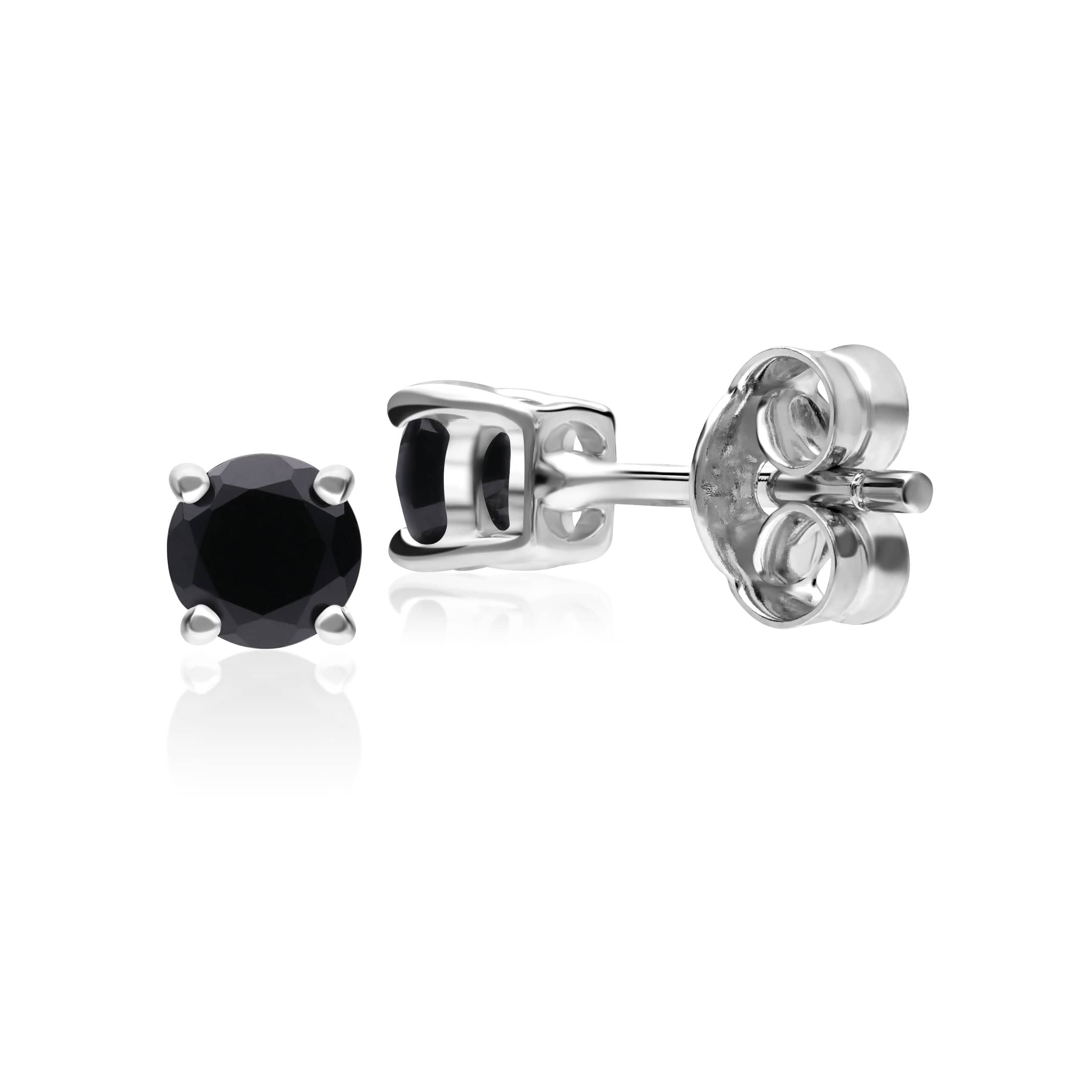117E0031119 Classic Round Black Onyx Stud Earrings in 9ct White Gold 2