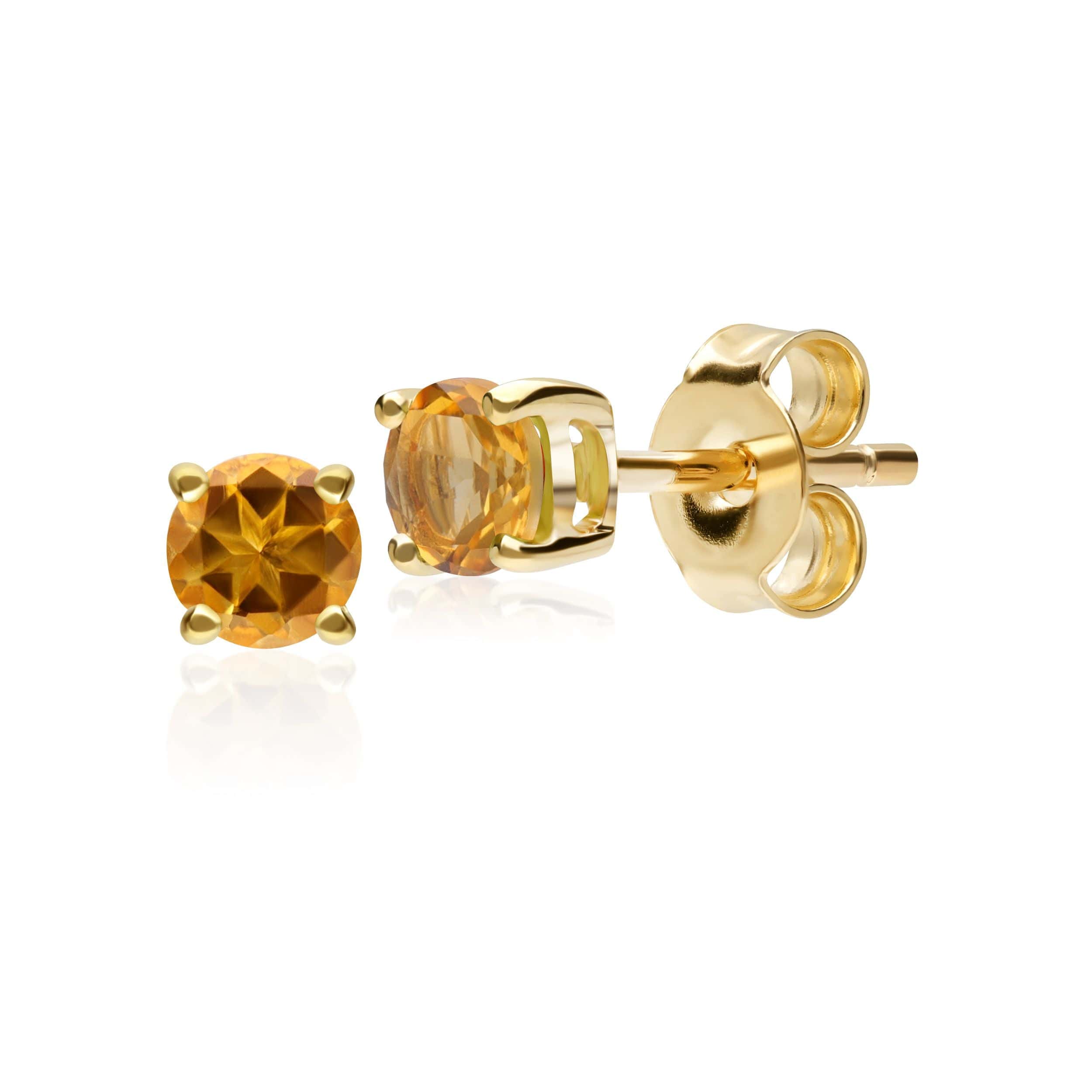 183E0083139 Classic Round Citrine Claw Set Stud Earrings in 9ct Yellow Gold 1