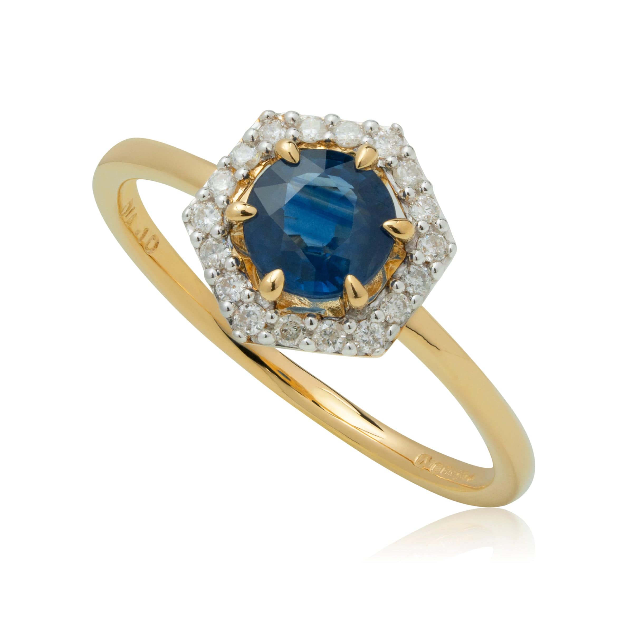 133R9486029 9ct Gold 0.92ct Sapphire & Diamond Halo Engagement Ring 1