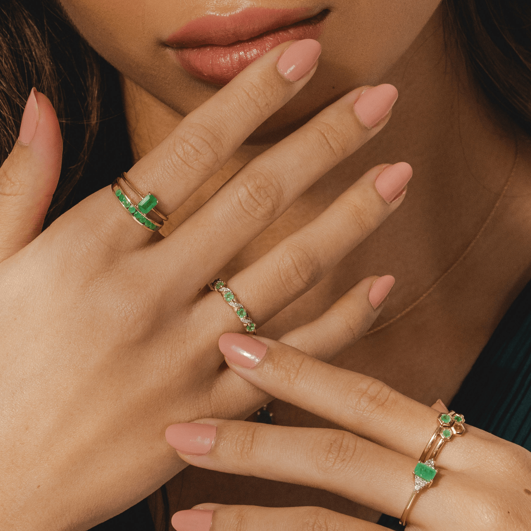 Channel Set 0.44ct Round Emerald Ring in 9ct Yellow Gold 1