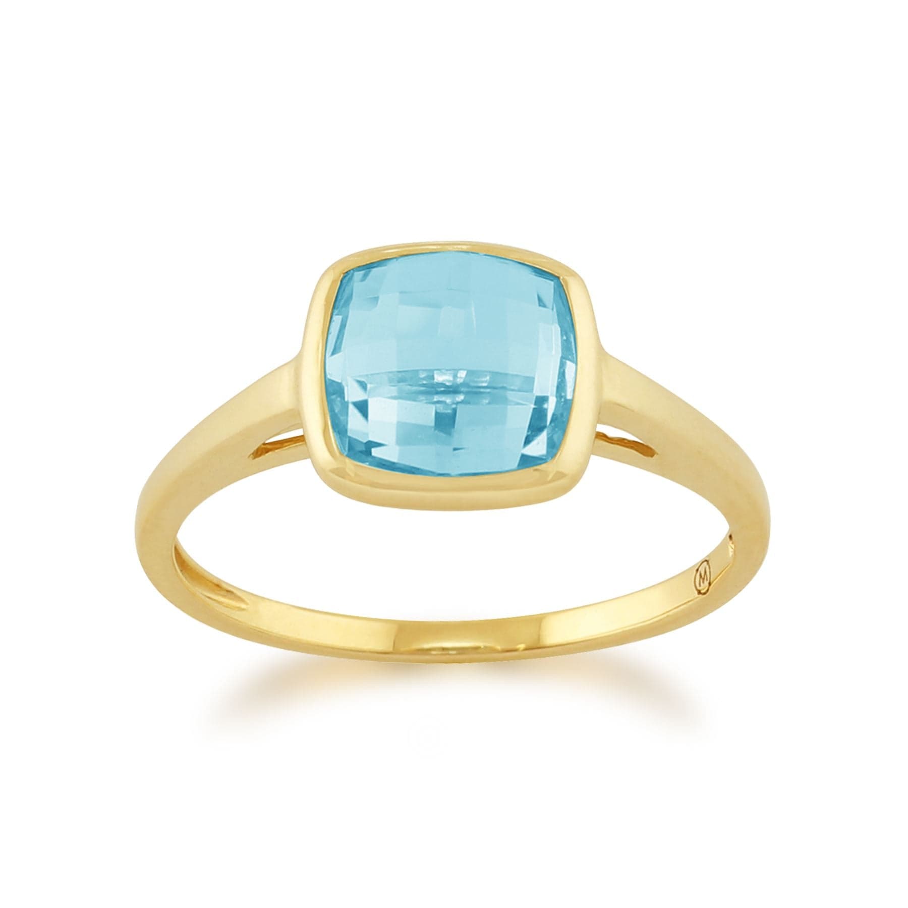 135R1215019 Square Blue Checkerboard Topaz 9ct Yellow Gold Square Ring 1