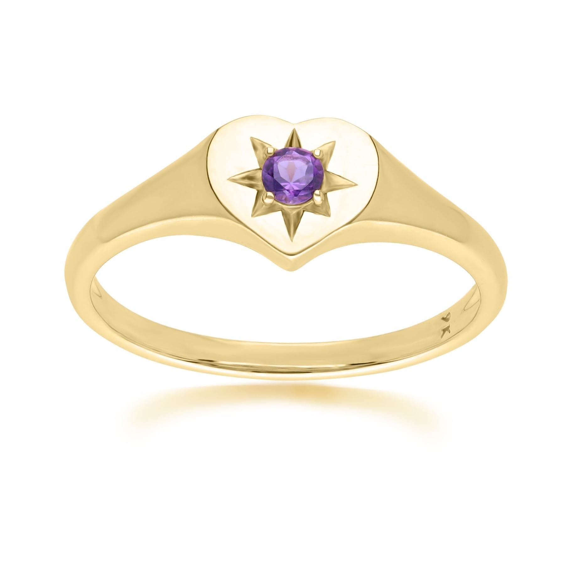 135R2055029 ECFEW™ 'The Liberator' Amethyst Heart Ring in 9ct Yellow Gold Front
