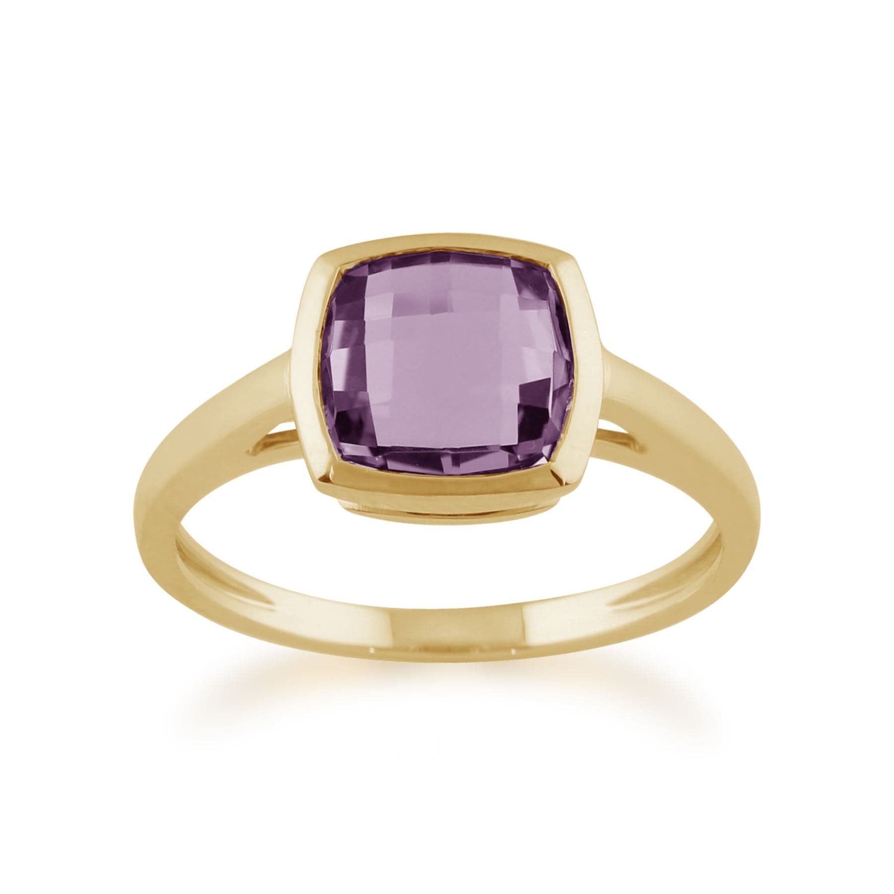 Square Checkerboard Amethyst 9ct Yellow Gold Ring