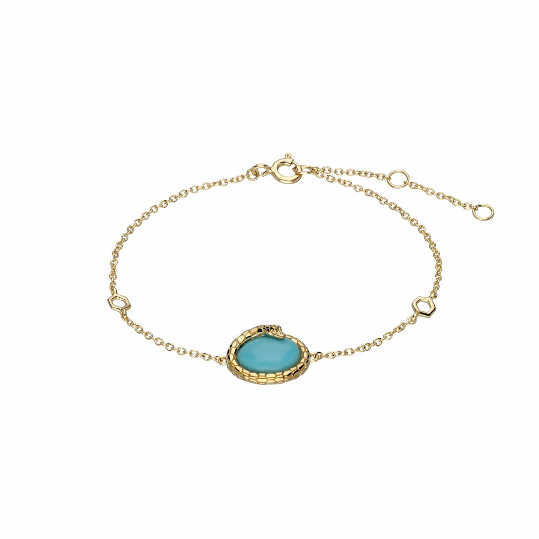 253L136304925 ECFEW™ Turquoise Winding Snake Bracelet In Sterling Silver 1