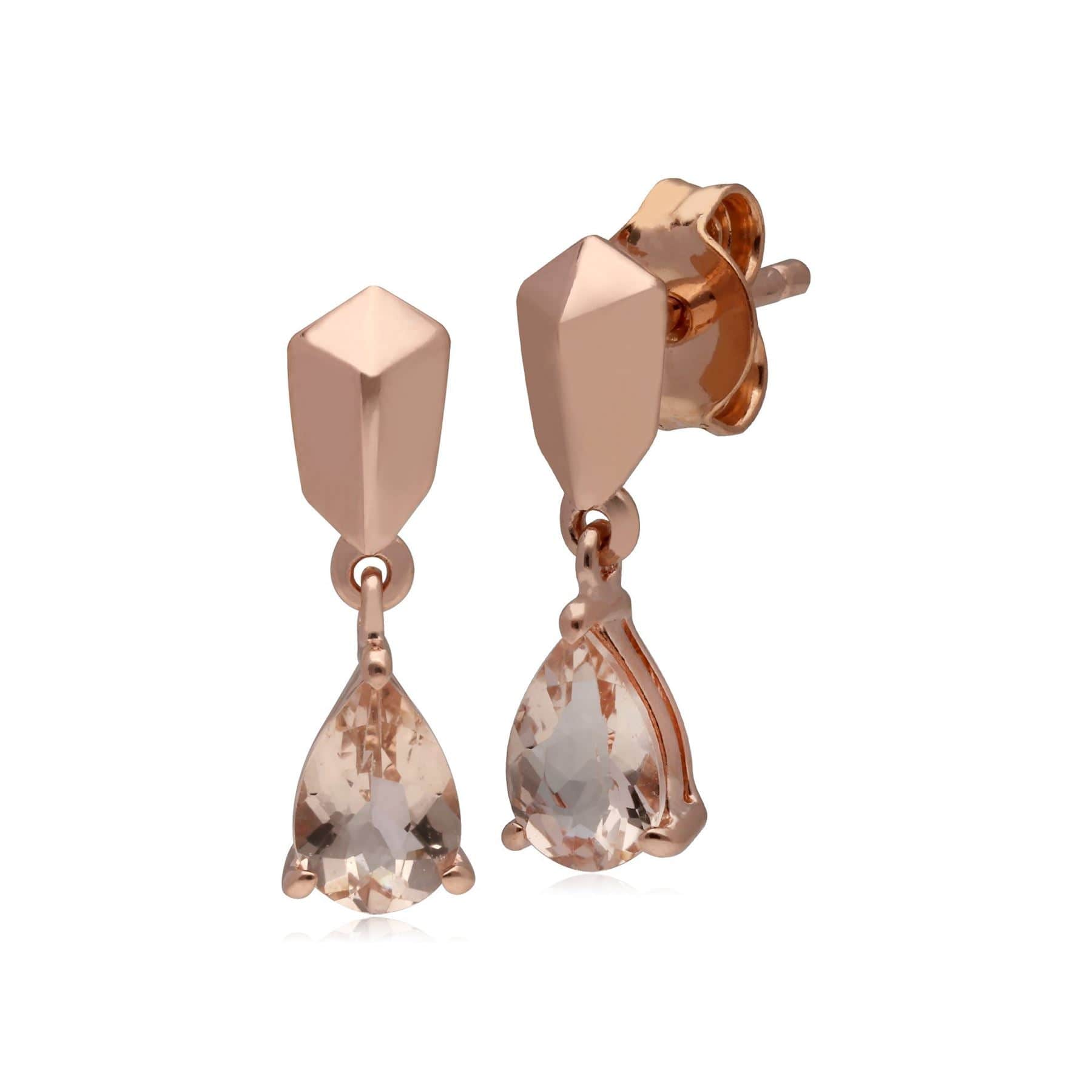 270E029305925 Micro Statement Morganite Earrings in Rose Gold Plated Silver 1