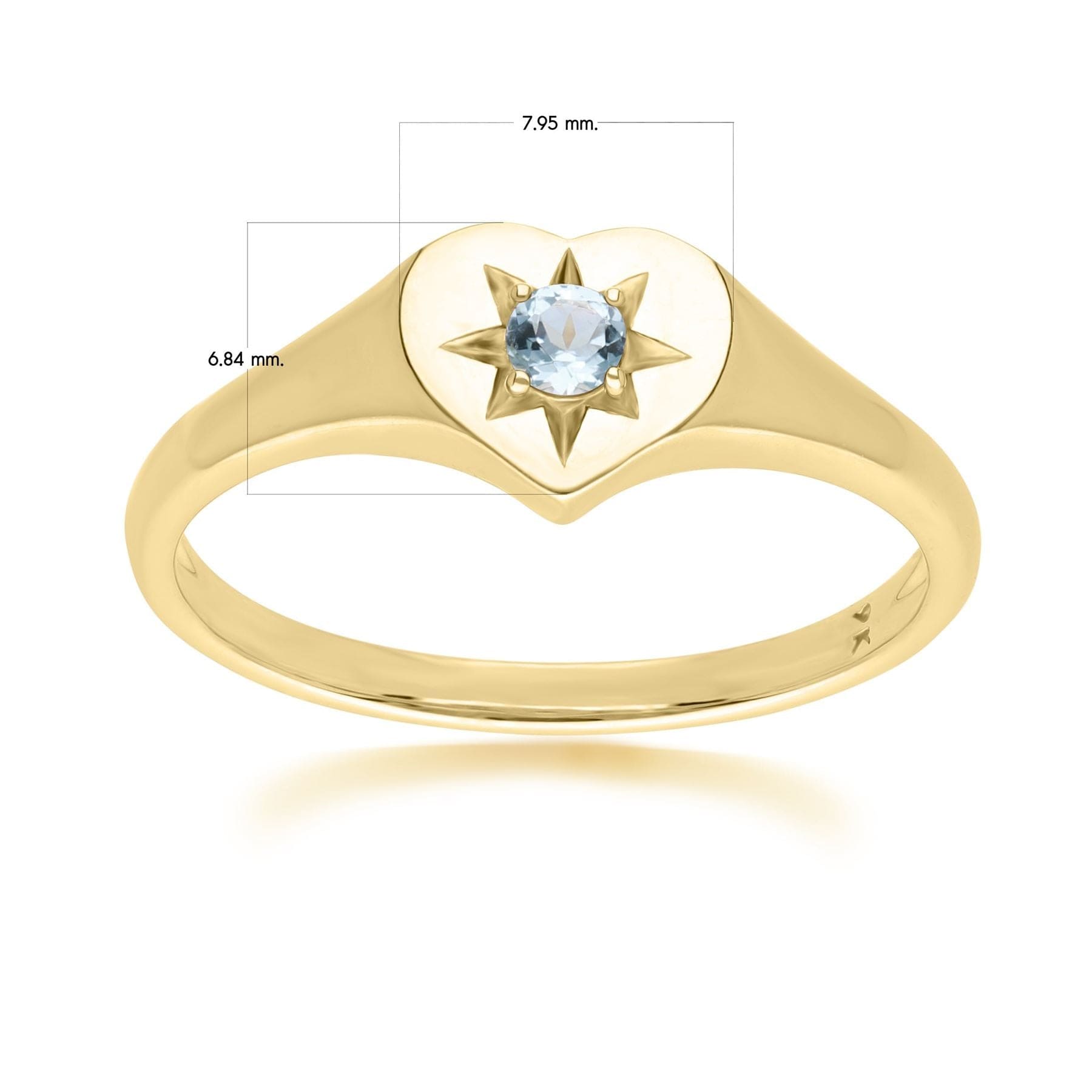 135R2055039 ECFEW™ 'The Liberator' Blue Topaz Heart Ring in 9ct Yellow Gold Dimensions