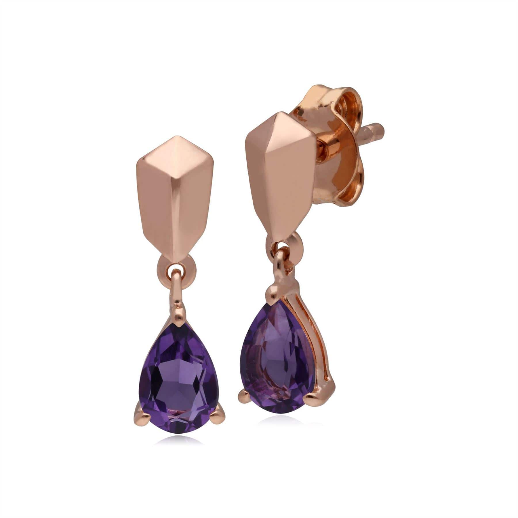 270E029301925 Micro Statement Amethyst Earrings in Rose Gold Plated Silver 1